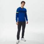 Erkek Regular Fit Uzun Kollu Bisiklet Yaka Renk Bloklu Mavi Triko