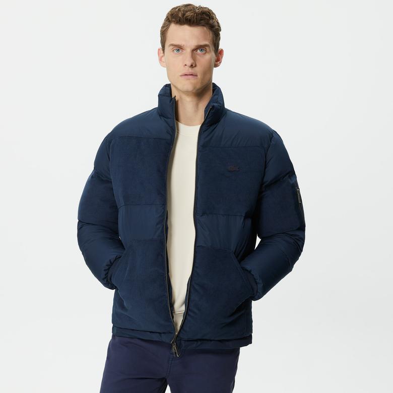 Erkek Gömlek Yaka Renk Bloklu Lacivert Mont