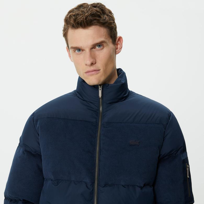 Erkek Gömlek Yaka Renk Bloklu Lacivert Mont