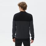 Erkek Regular Fit Uzun Kollu Dik Yaka Renk Bloklu Koyu Gri Triko