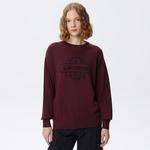 Kadın Regular Fit Bisiklet Yaka Baskılı Kırmızı Kazak