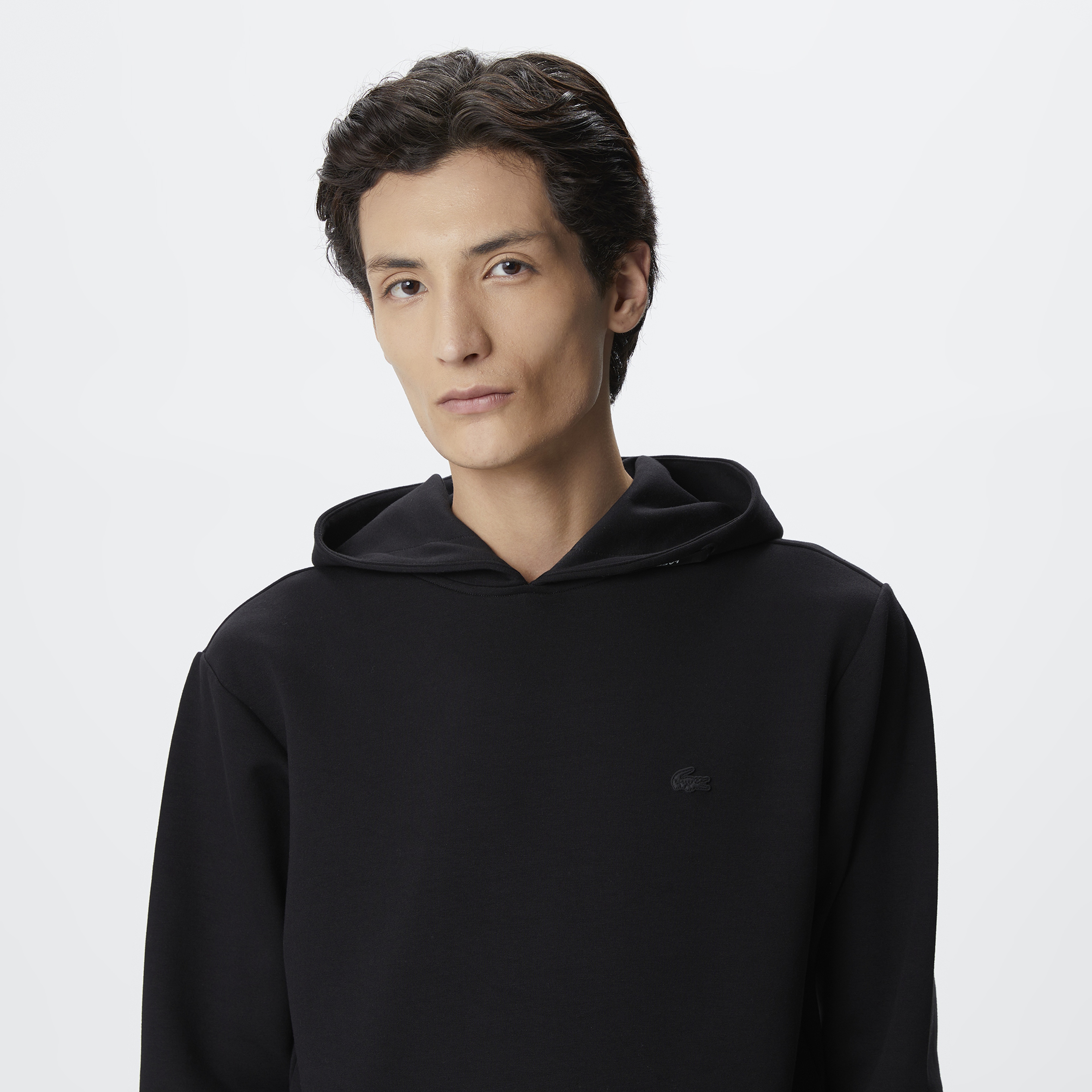 Erkek Slim Fit Kapüşonlu Siyah Sweatshirt