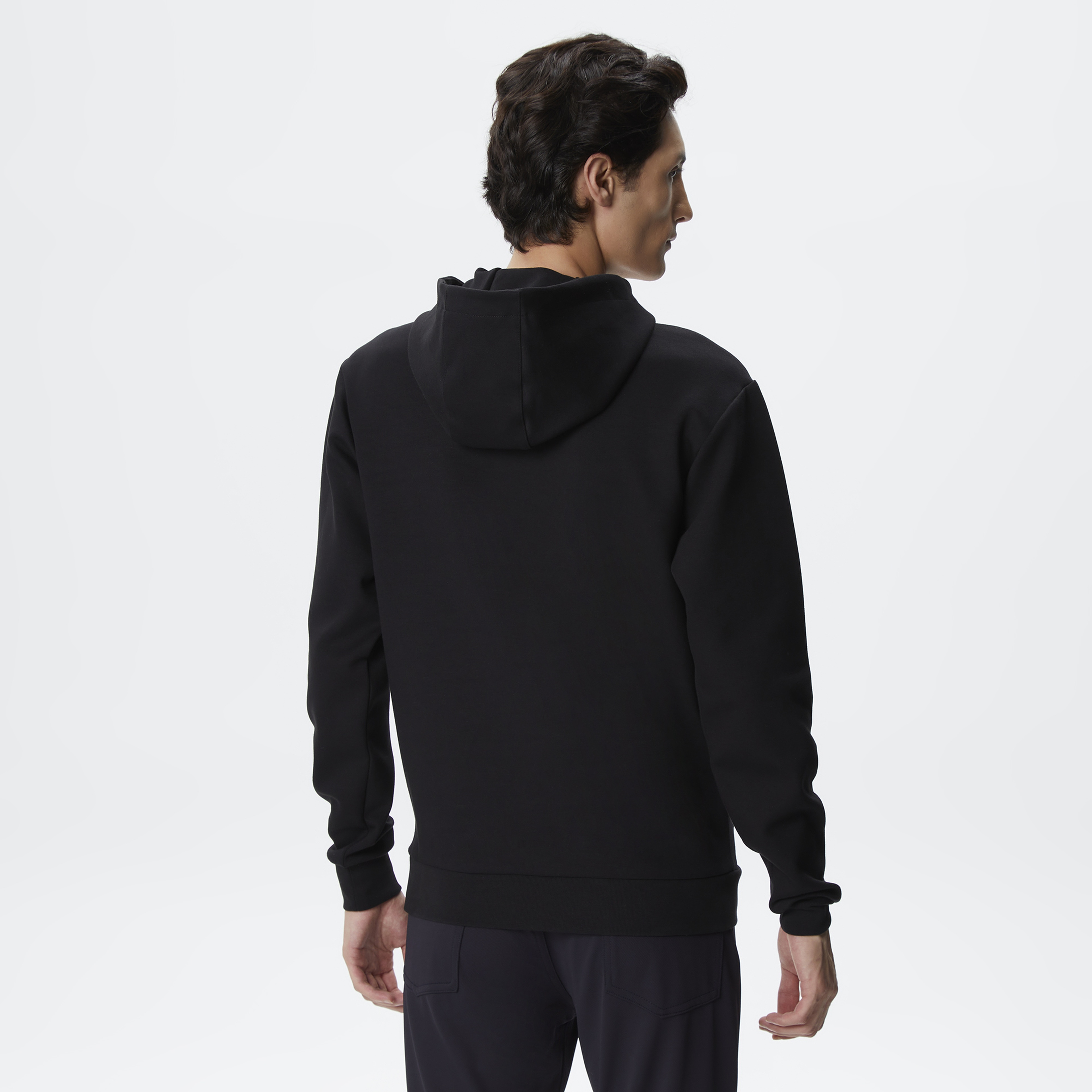 Erkek Slim Fit Kapüşonlu Siyah Sweatshirt