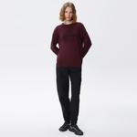 Kadın Regular Fit Bisiklet Yaka Baskılı Kırmızı Kazak