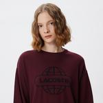 Kadın Regular Fit Bisiklet Yaka Baskılı Kırmızı Kazak