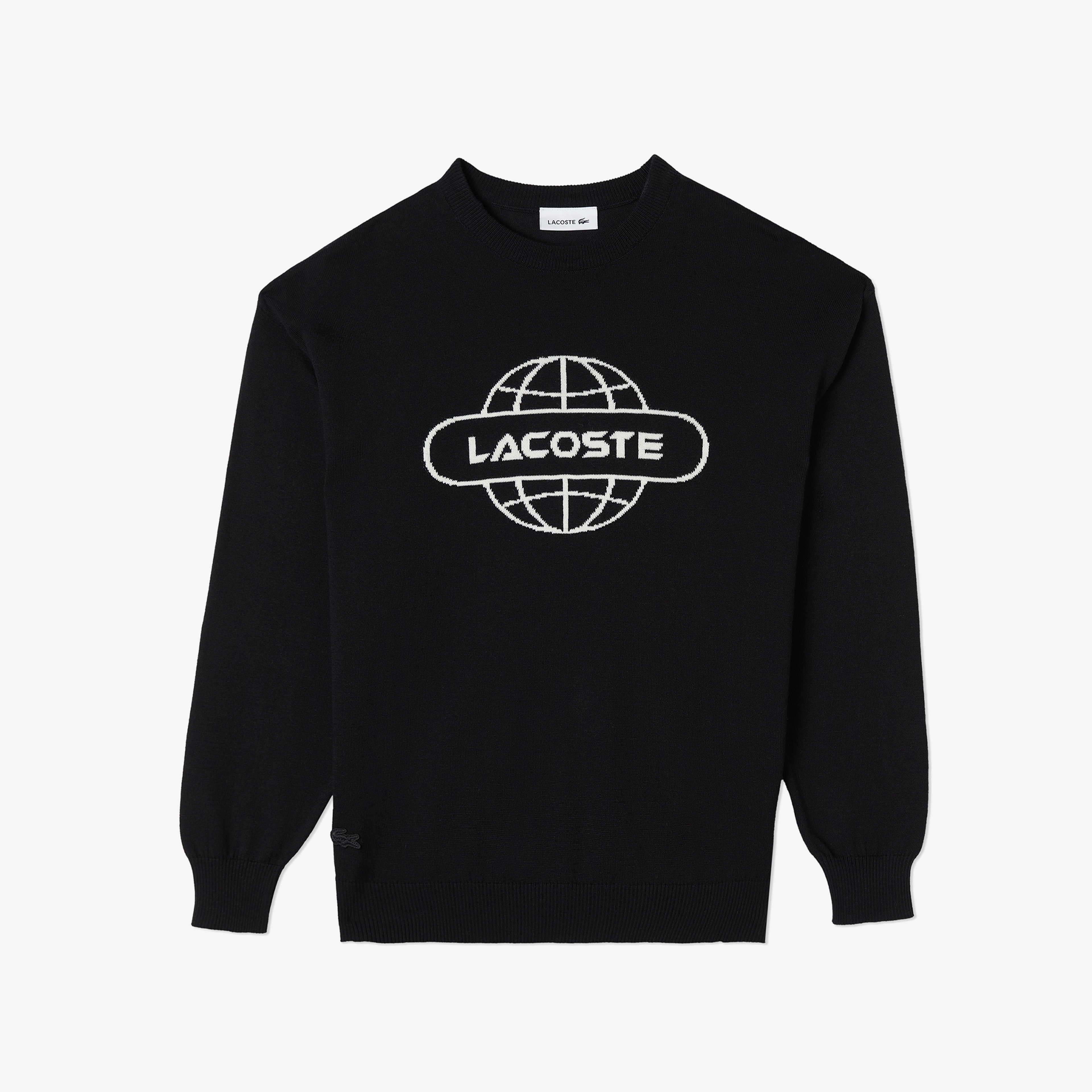 Kadın Regular Fit Bisiklet Yaka Baskılı Siyah Kazak