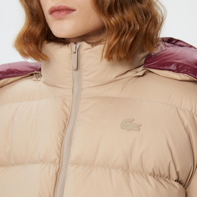 Kadın Kapüşonlu Kapitone Kahverengi Mont