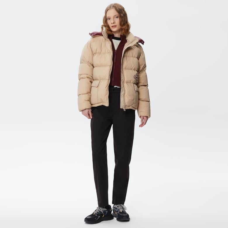 Kadın Kapüşonlu Kapitone Kahverengi Mont