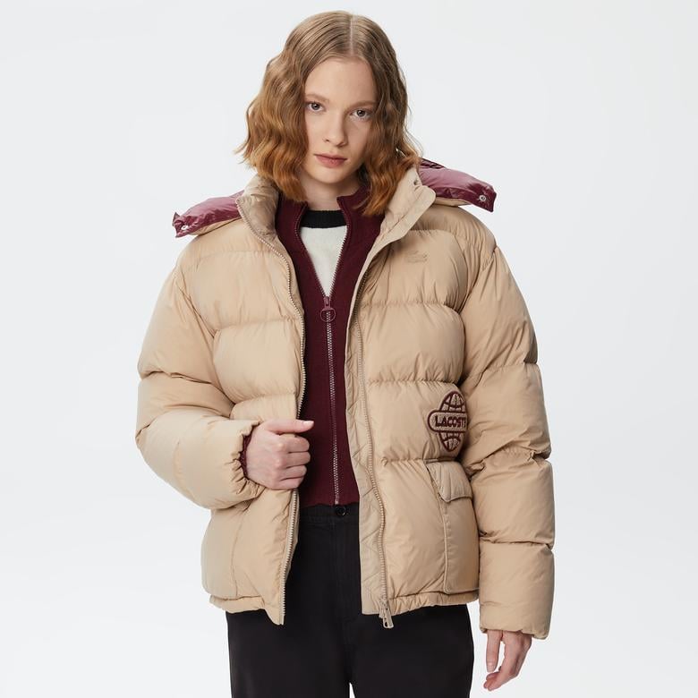 Kadın Kapüşonlu Kapitone Kahverengi Mont