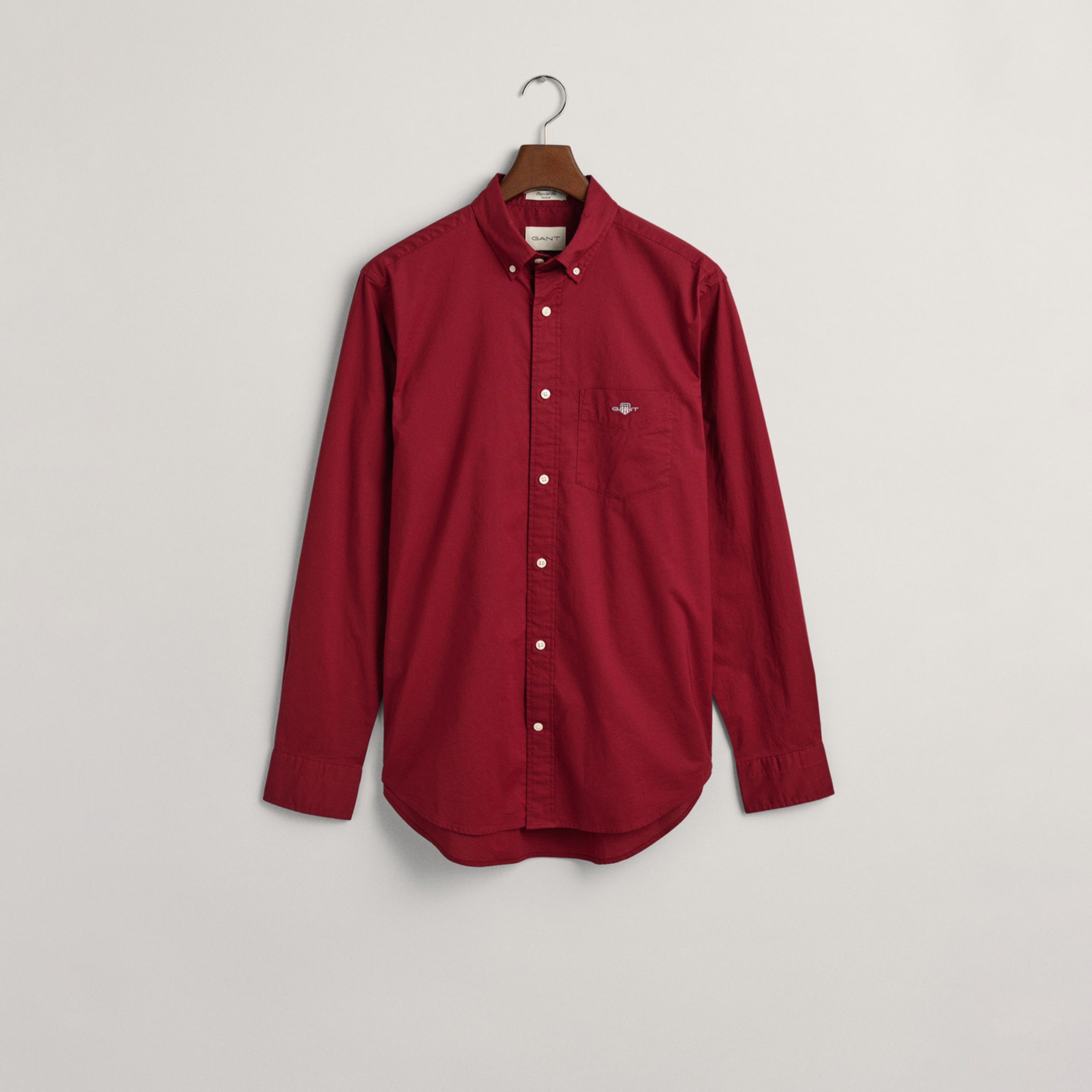 GANT Erkek Bordo Regular Fit Düğmeli Yaka Poplin Gömlek