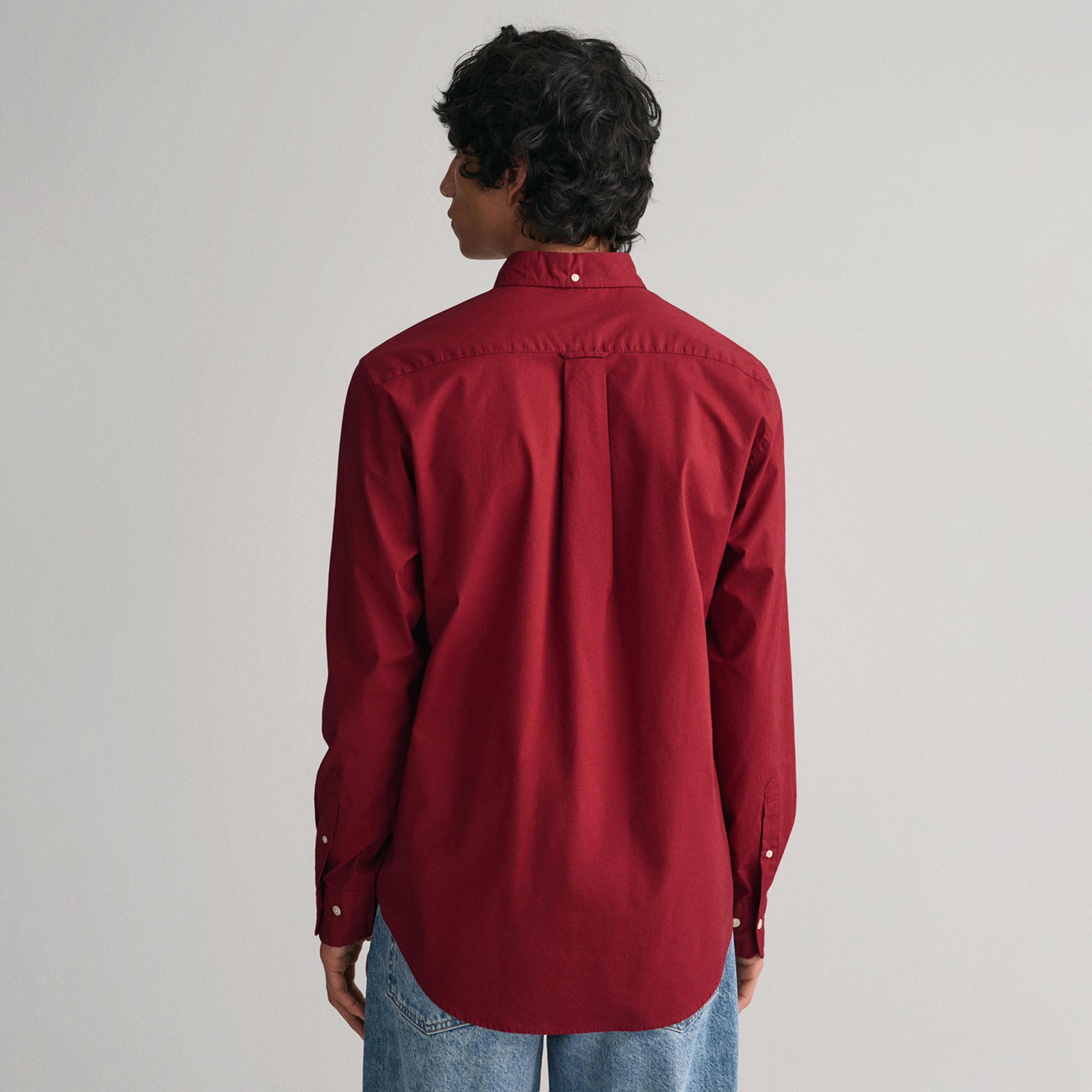 GANT Erkek Bordo Regular Fit Düğmeli Yaka Poplin Gömlek
