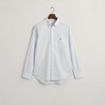 GANT Erkek Mavi Regular Fit Düğmeli Yaka Çizgili Poplin Gömlek