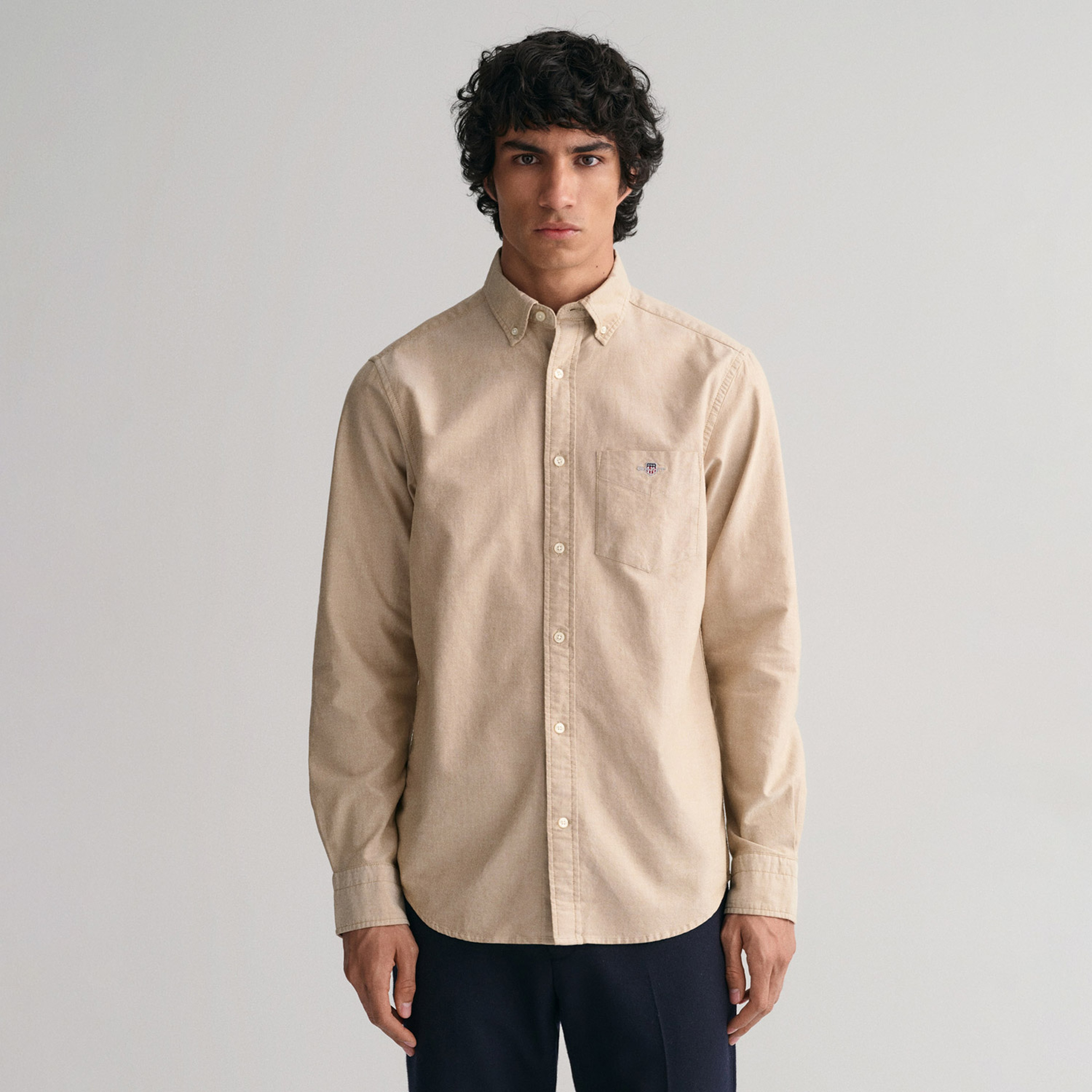 GANT Erkek Kahverengi Regular Fit Düğmeli Yaka Oxford Gömlek