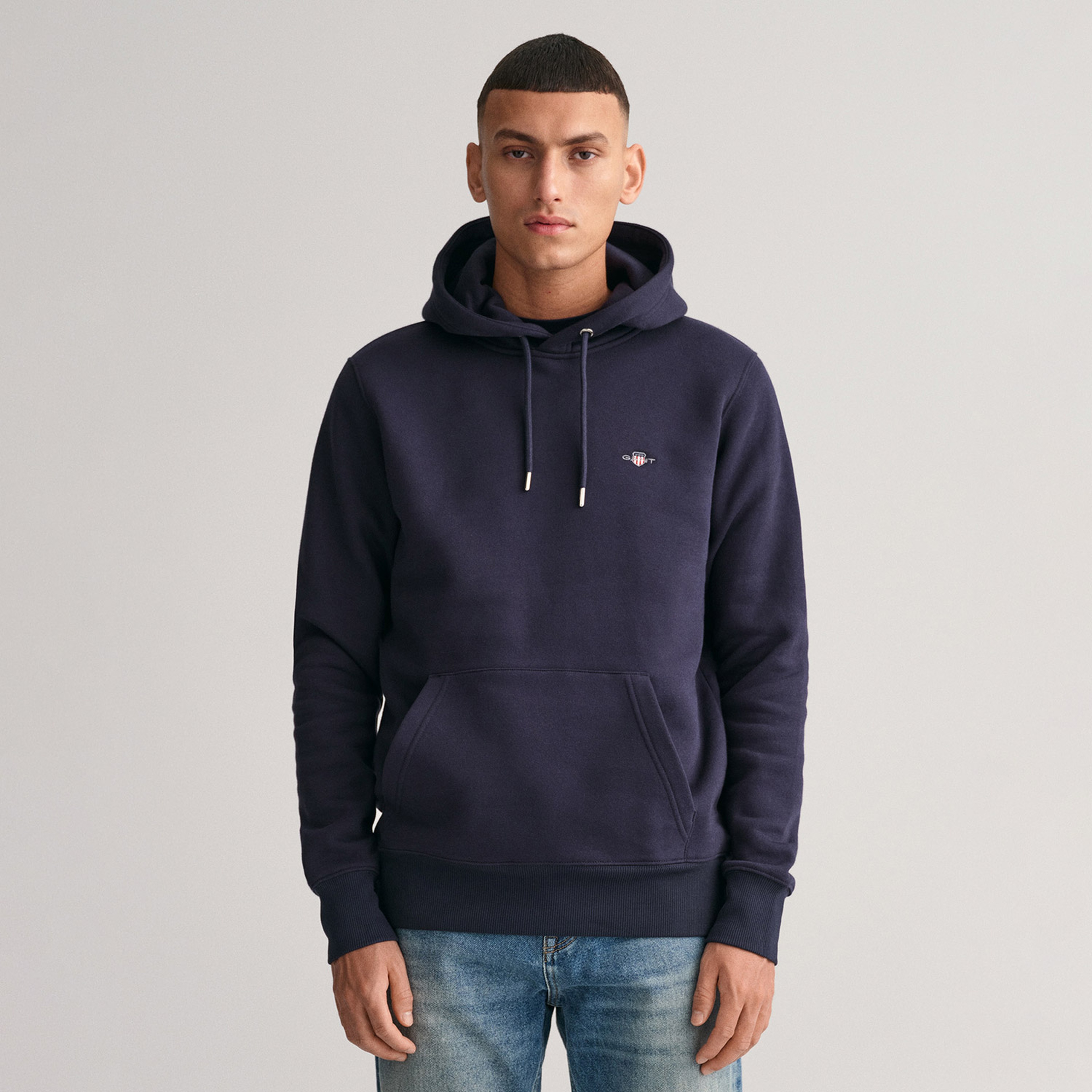 Gant Erkek Lacivert Regular Fit Kapüşonlu Sweatshirt