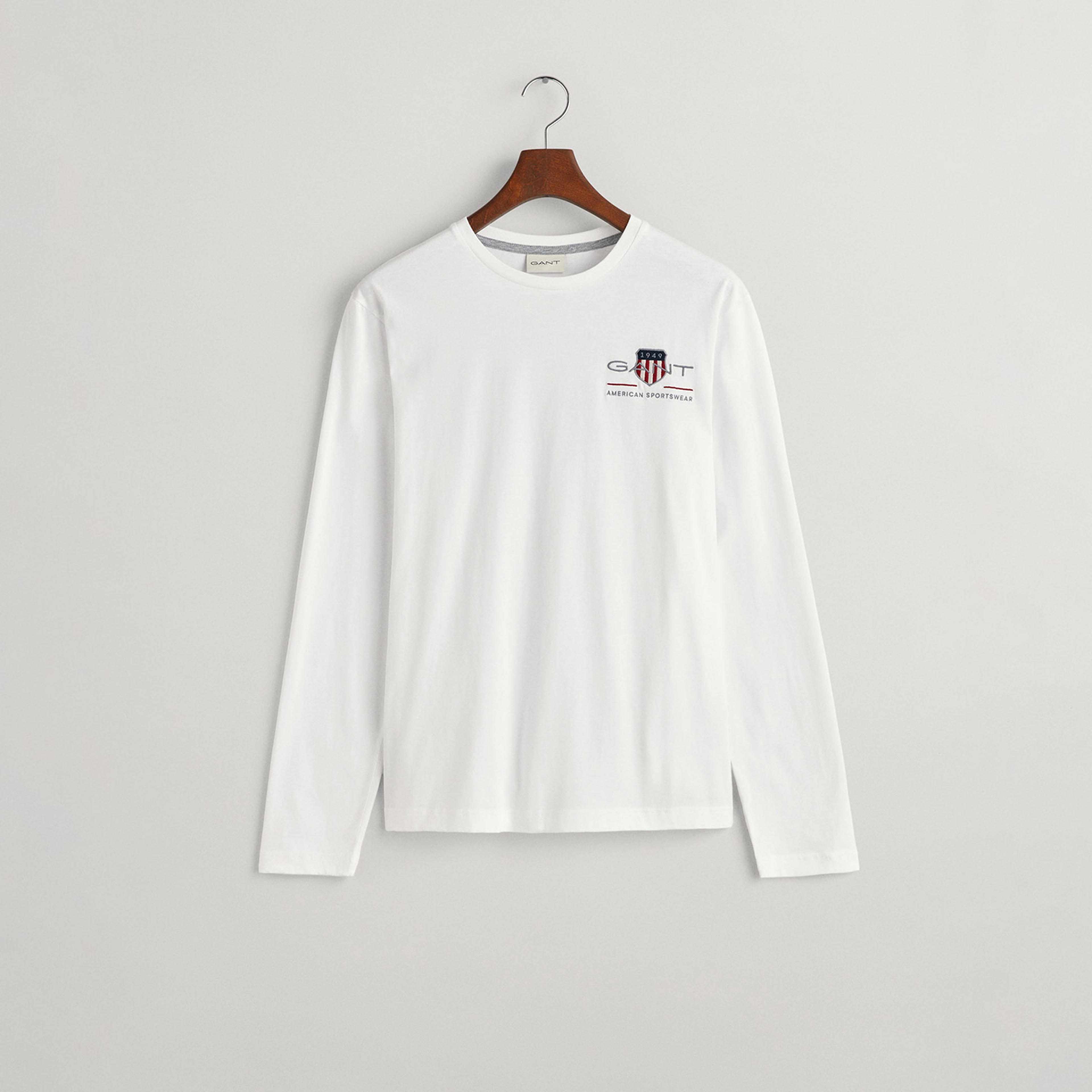 GANT Erkek Beyaz Regular Fit Bisiklet Yaka Logolu T-shirt