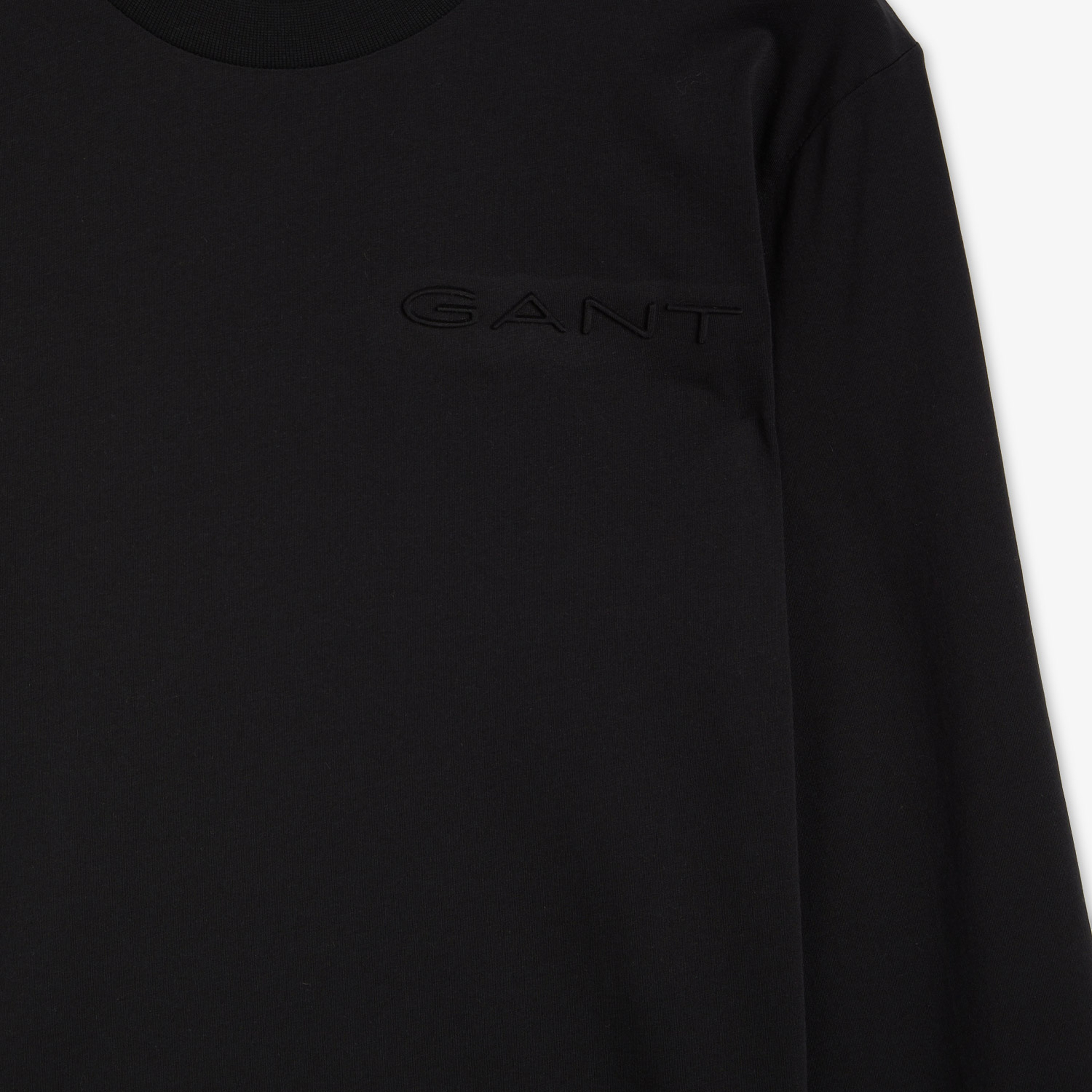 GANT Erkek Siyah Regular Fit Bisiklet Yaka Logolu T-shirt
