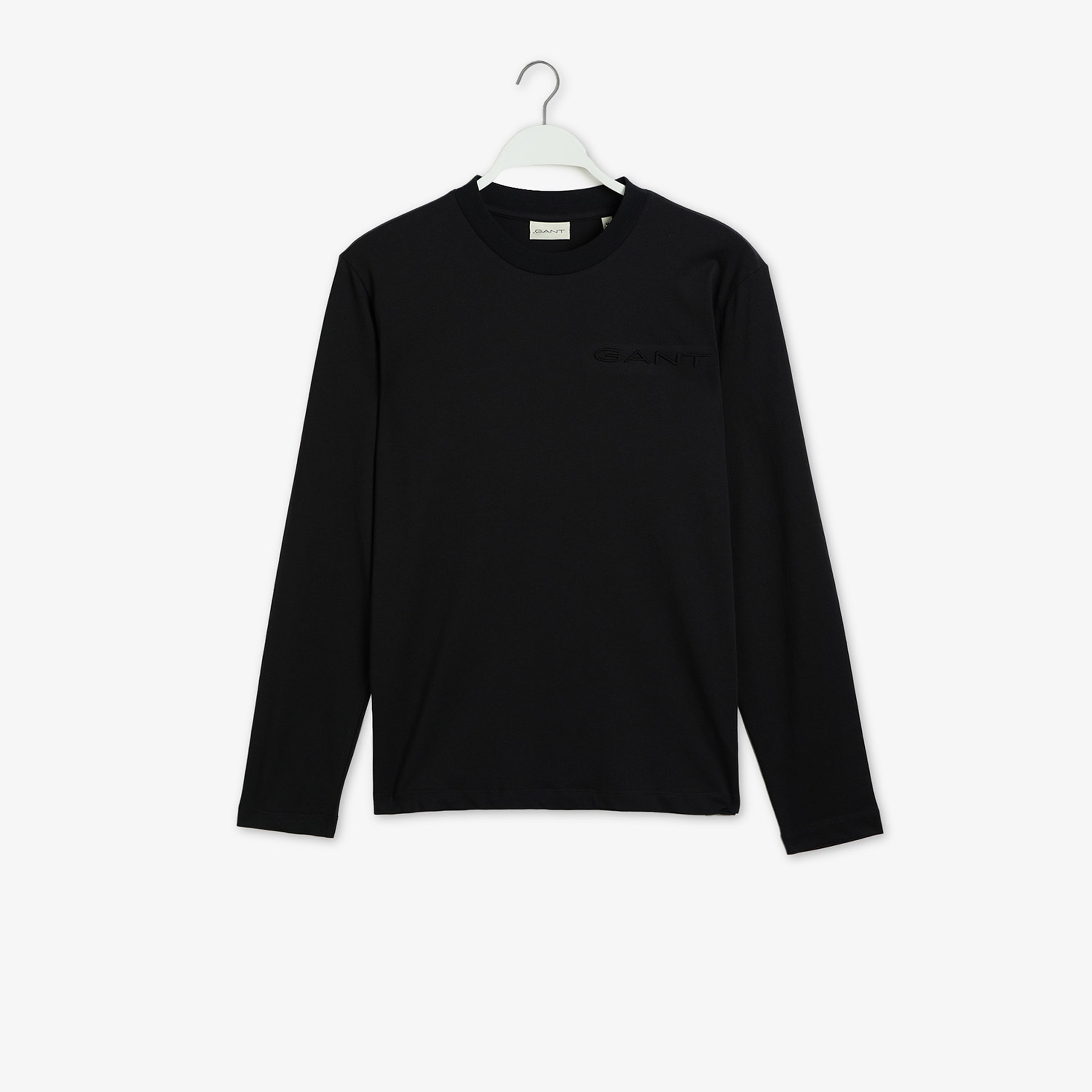 GANT Erkek Siyah Regular Fit Bisiklet Yaka Logolu T-shirt