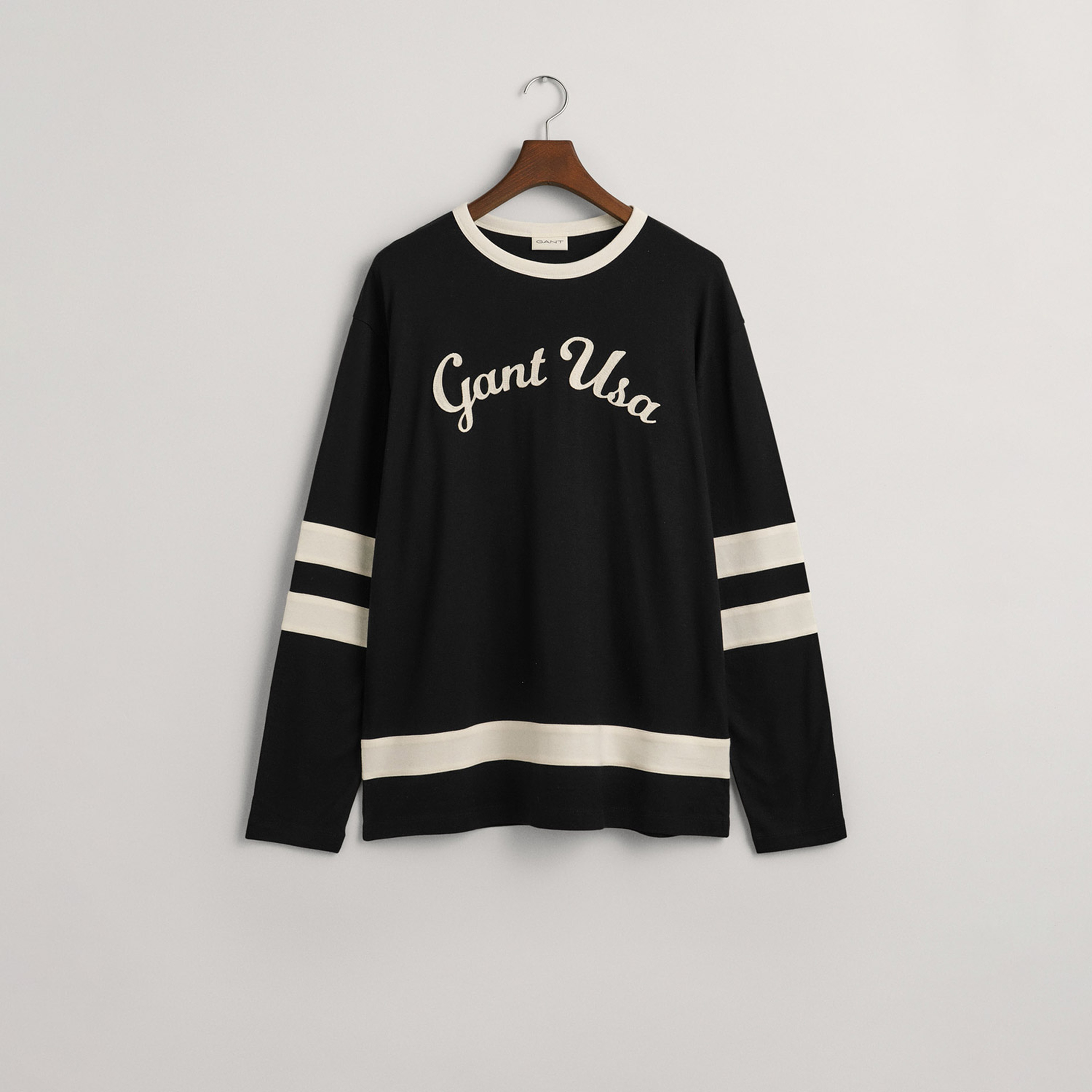GANT Erkek Siyah Relaxed Fit Bisiklet Yaka Logolu T-shirt