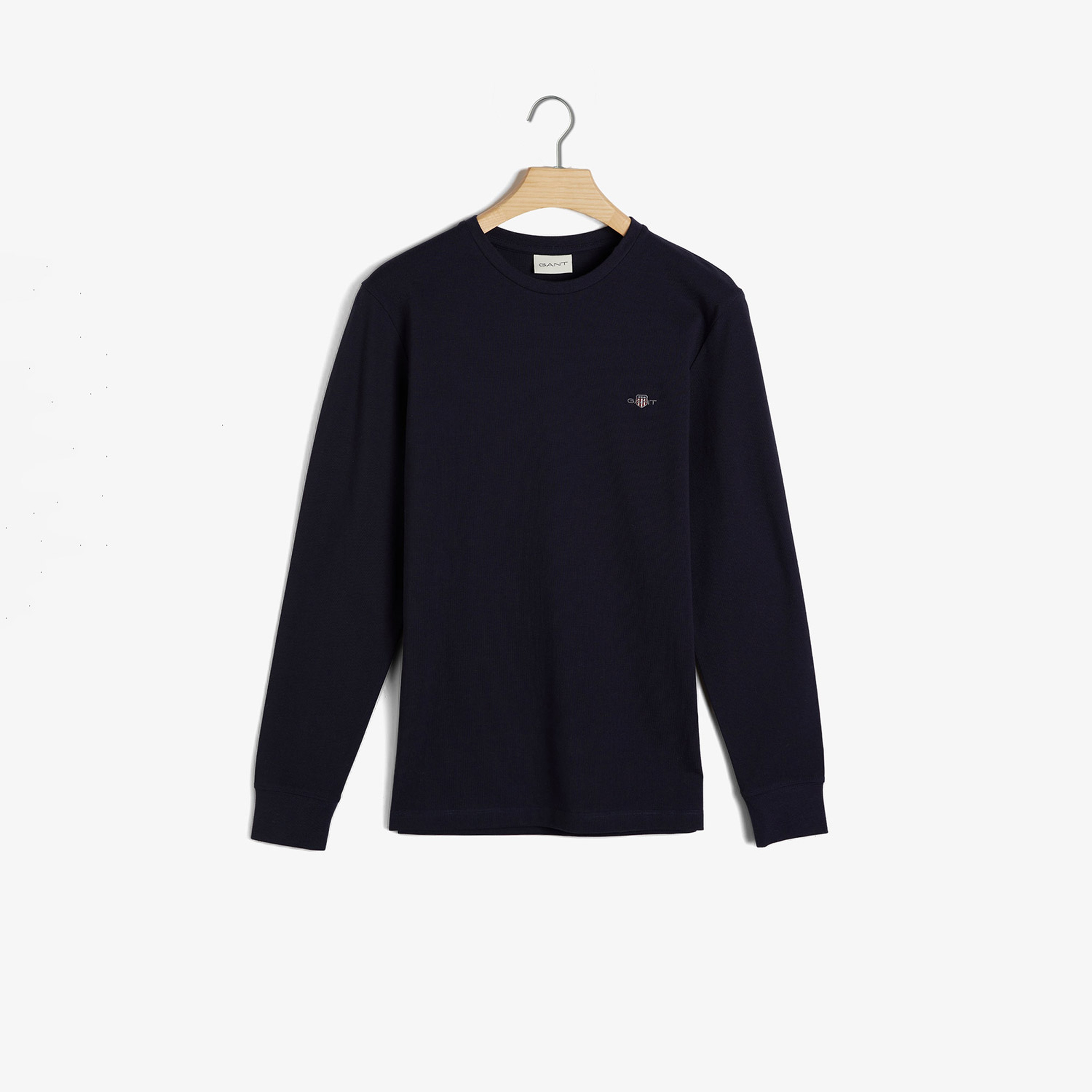 Gant Erkek Lacivert Slim Fit Bisiklet Yaka Uzun Kollu T-Shirt