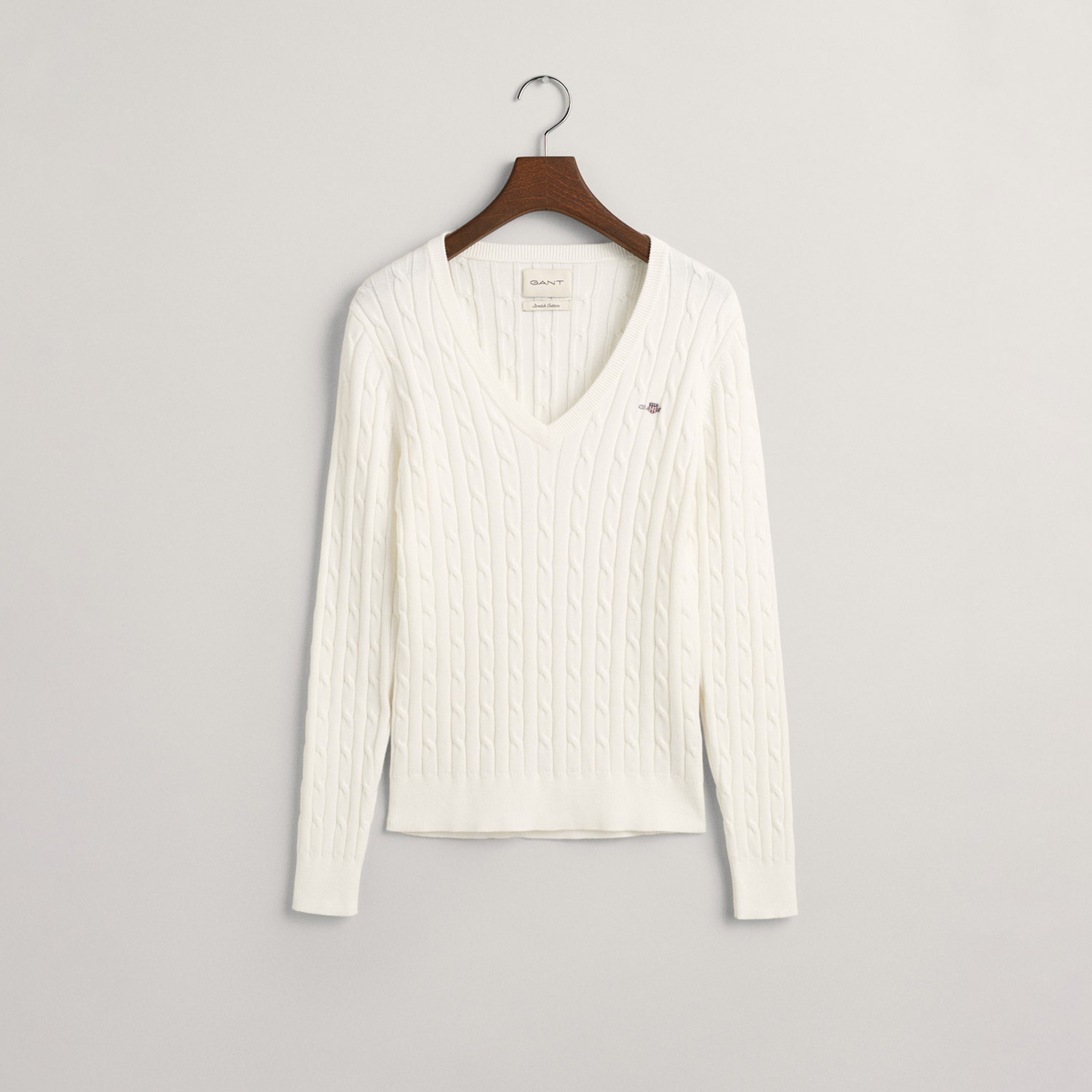 GANT Kadın Krem V Yaka Örgü Kazak