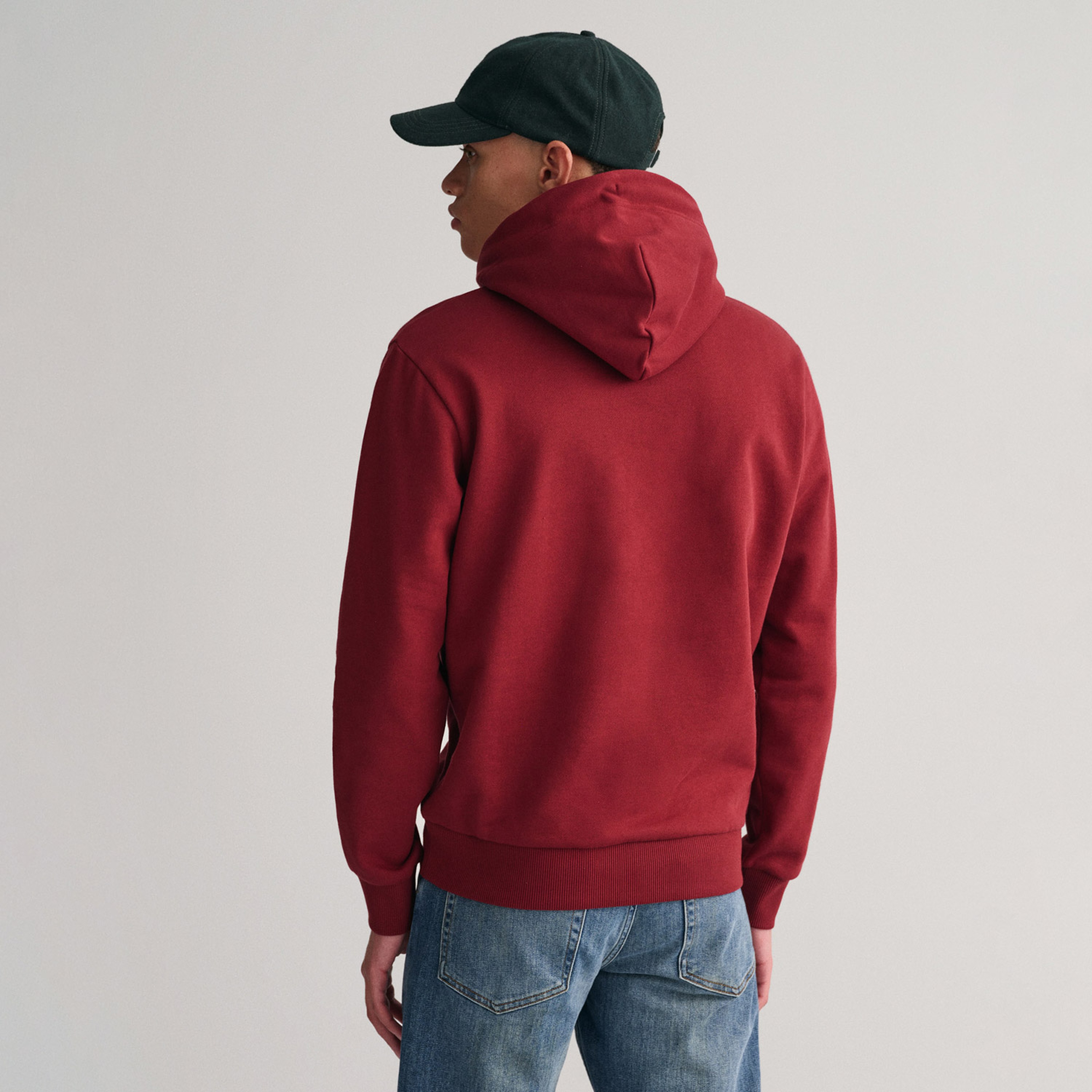 GANT Erkek Bordo Regular Fit Kapüşonlu Logolu Sweatshirt