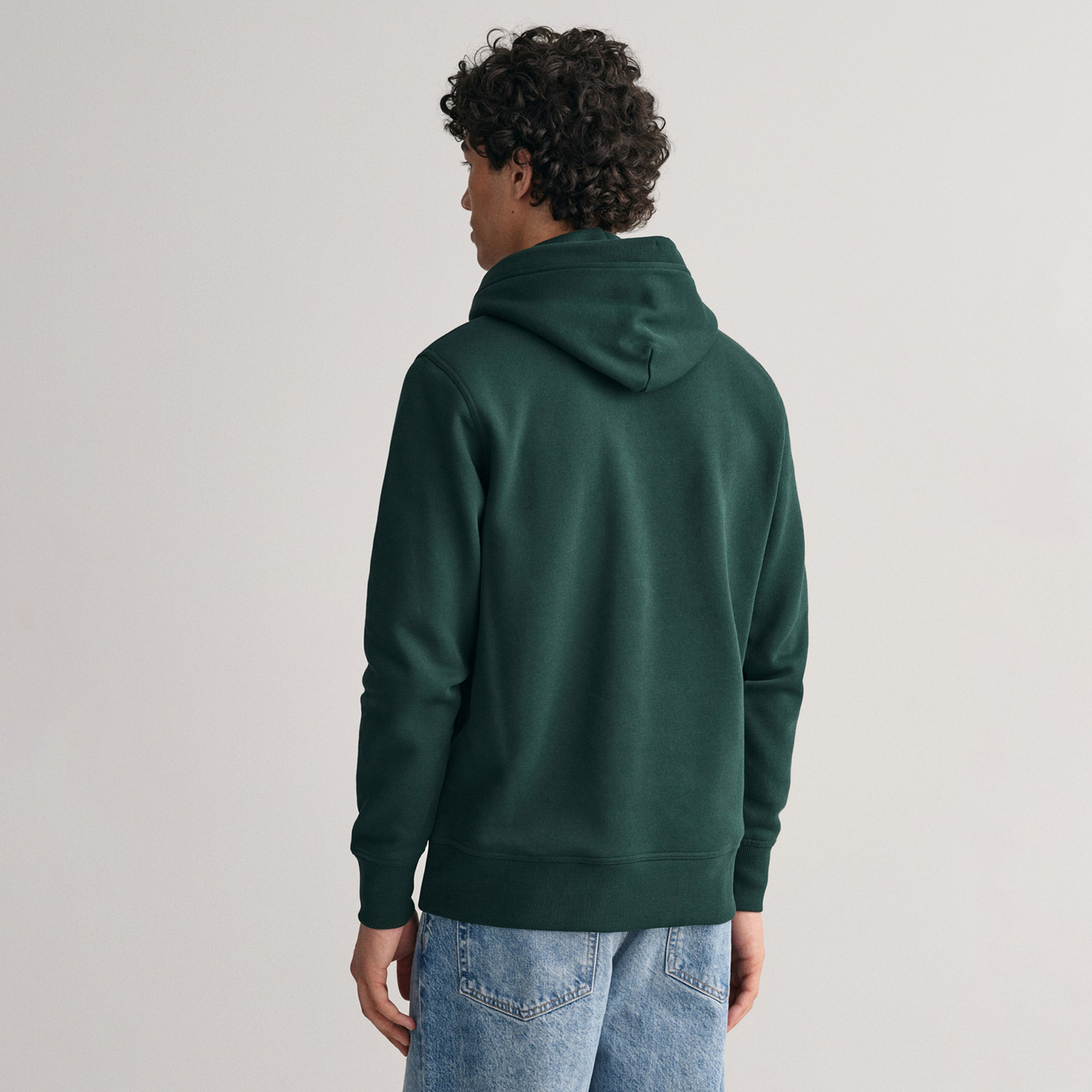 GANT Erkek Yeşil Regular Fit Kapüşonlu Logolu Sweatshirt