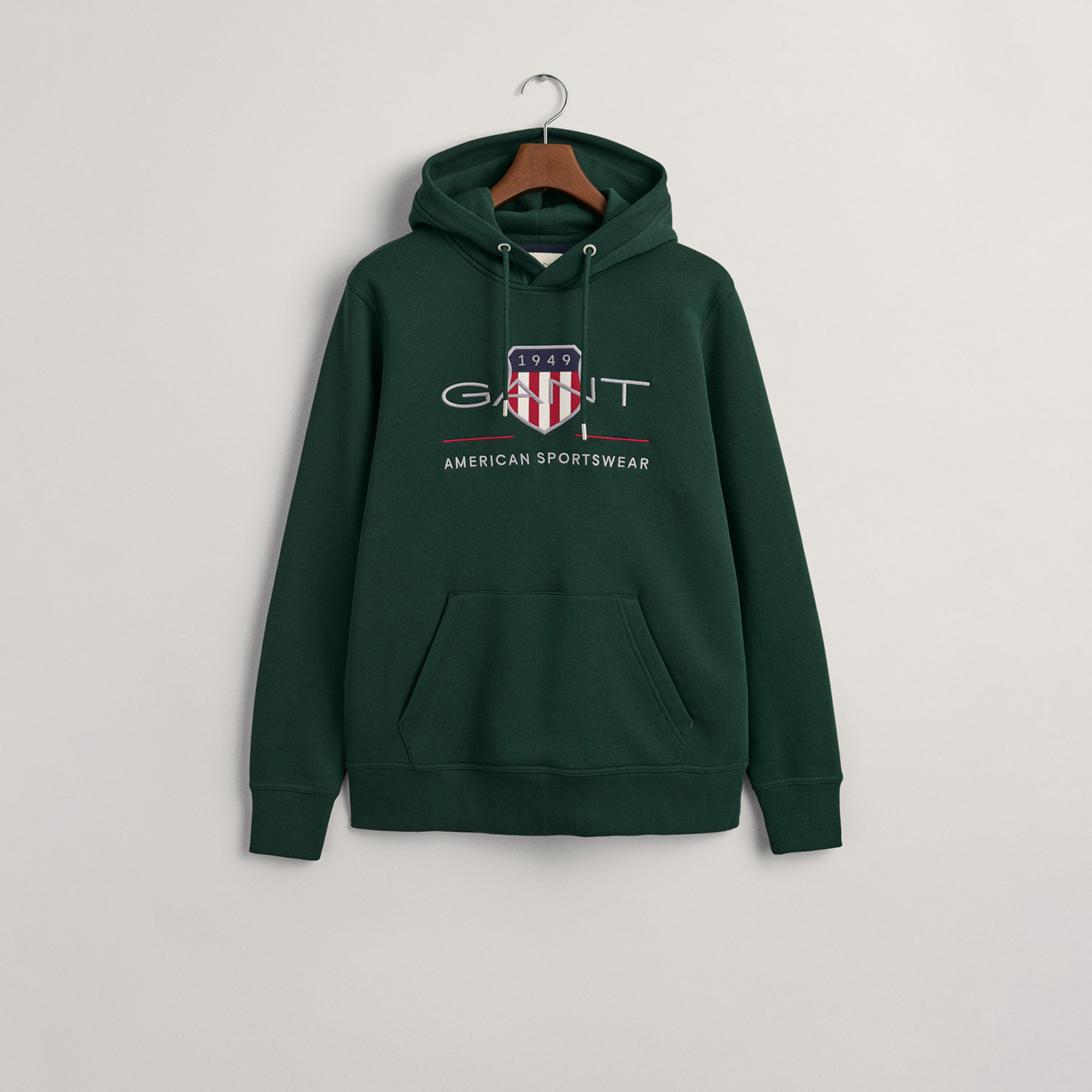 GANT Erkek Yeşil Regular Fit Kapüşonlu Logolu Sweatshirt
