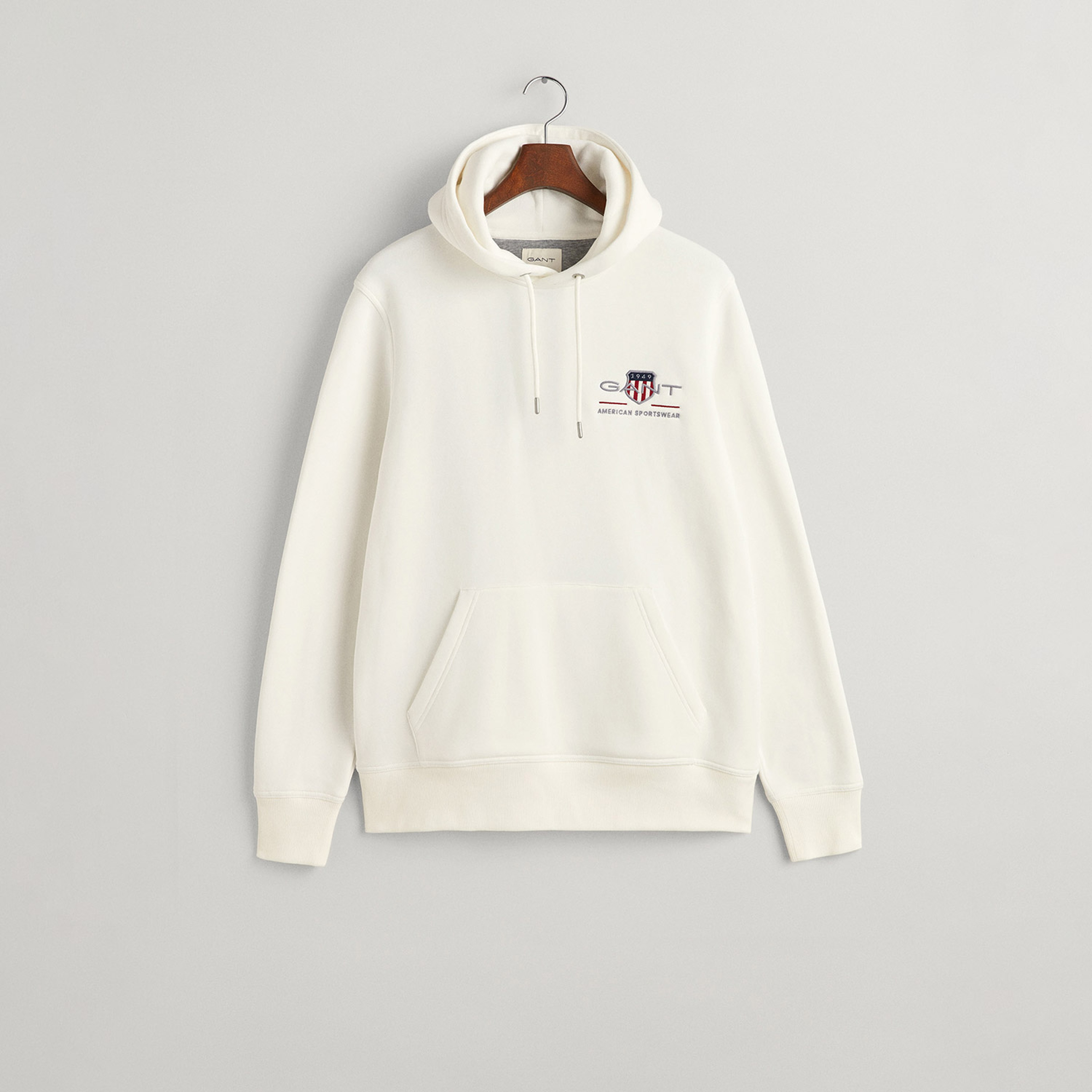 GANT Erkek Krem Regular Fit Kapüşonlu Logolu Sweatshirt