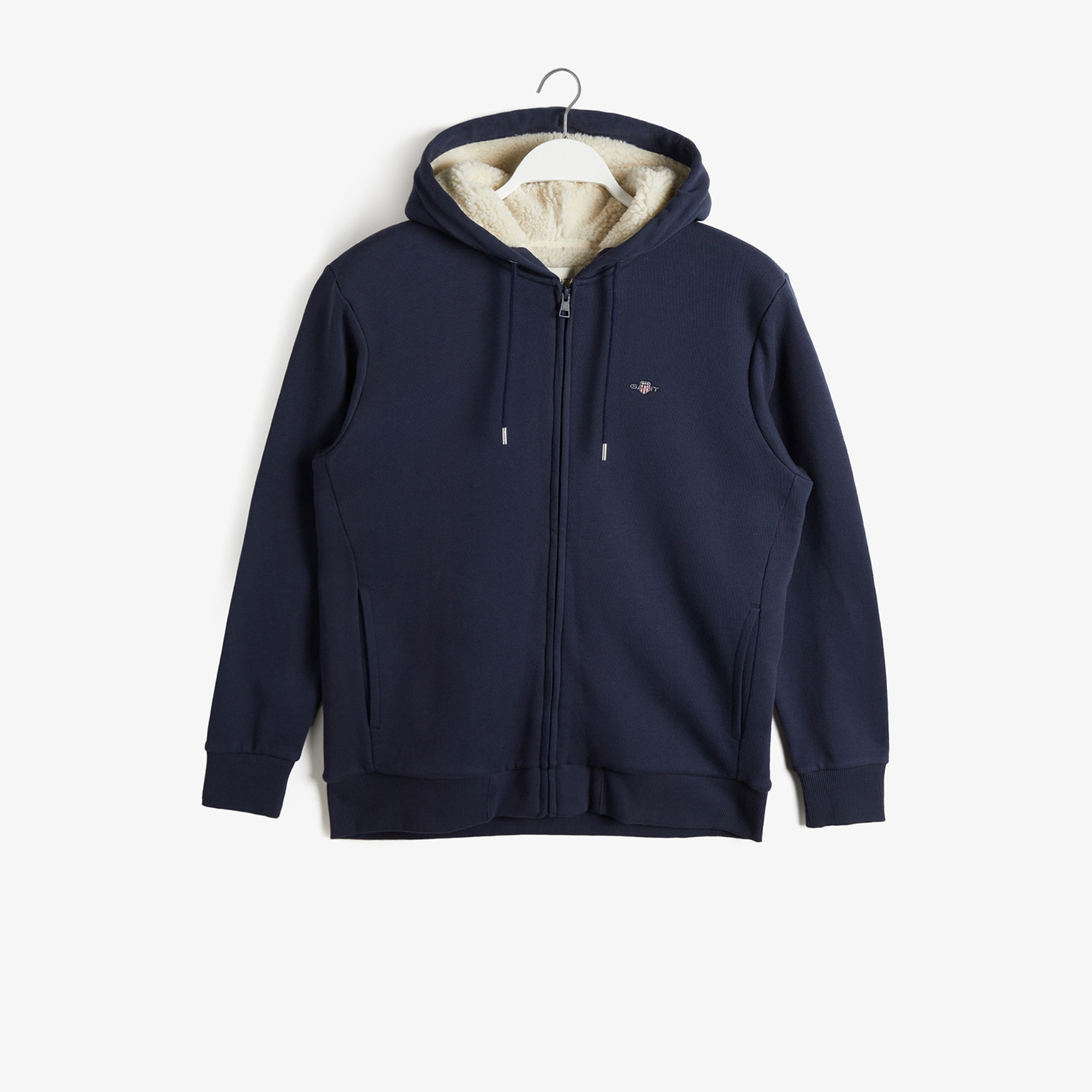 GANT Erkek Lacivert Regular Fit Fermuarlı Logolu Sweatshirt