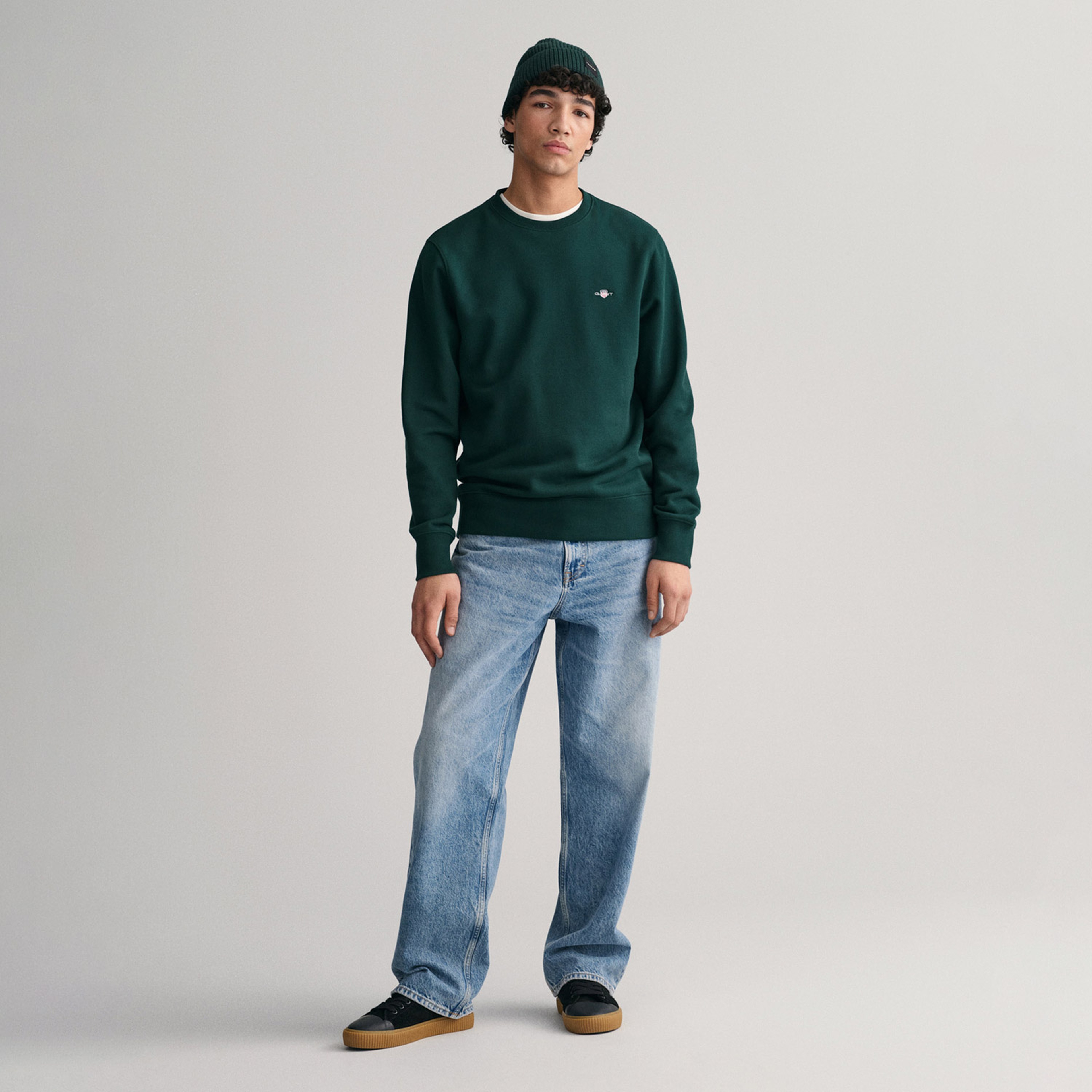 GANT Erkek Yeşil Regular Fit Bisiklet Yaka Sweatshirt