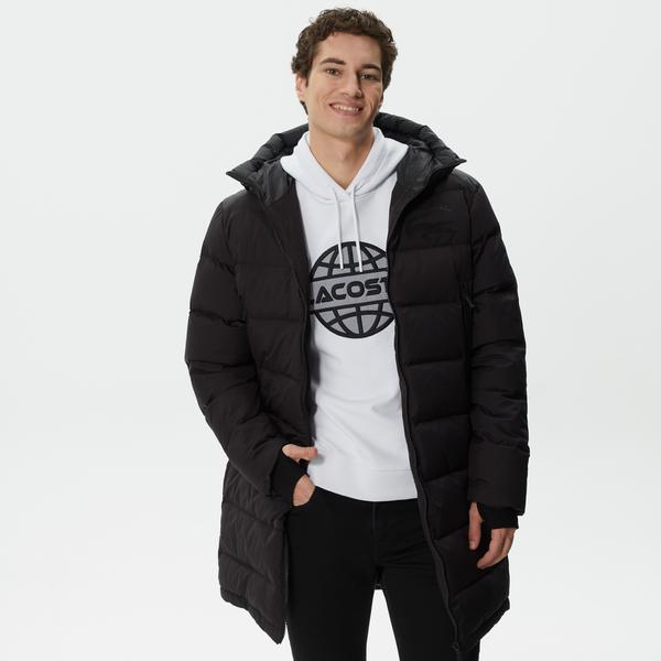 Erkek Kapüşonlu Kapitone Siyah Mont