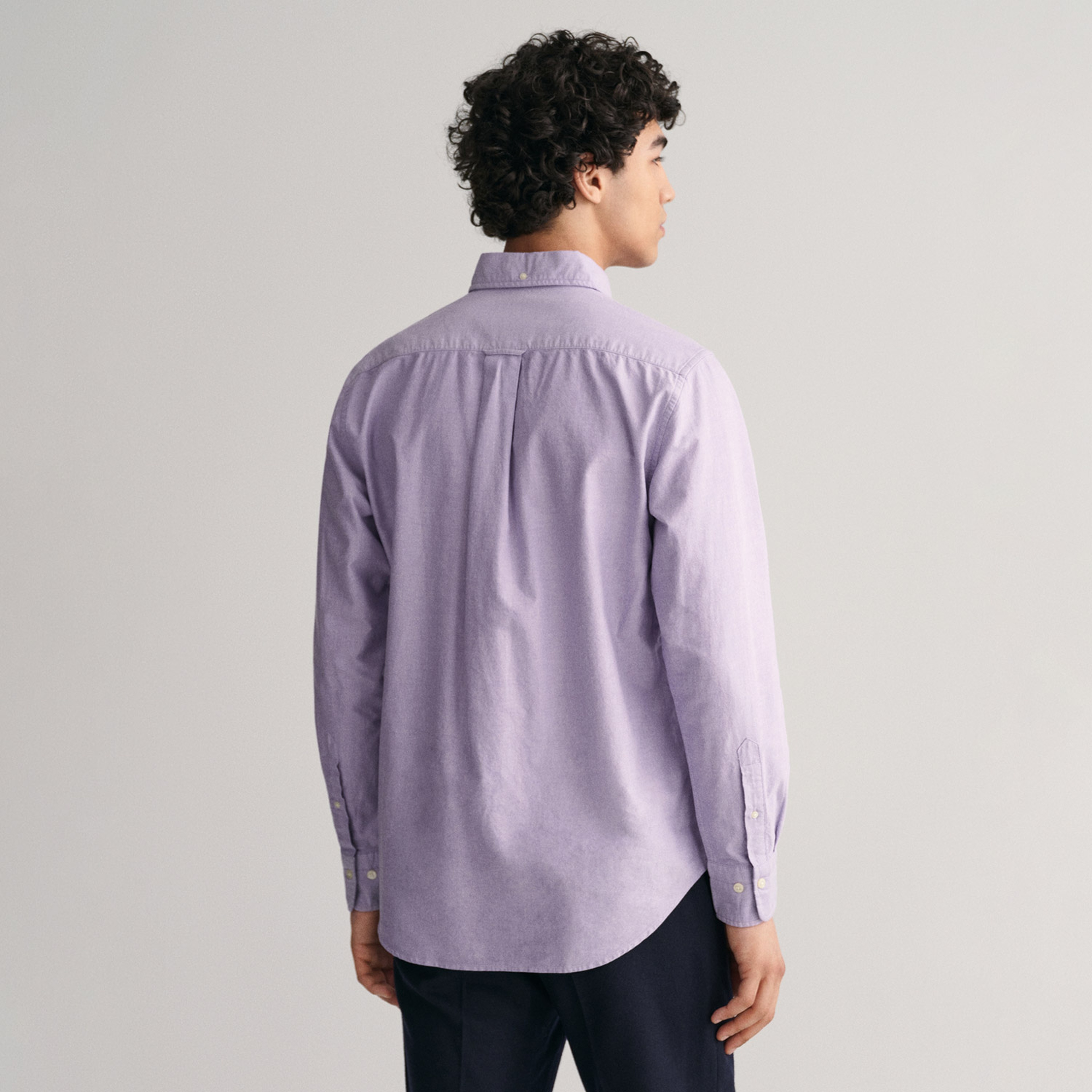GANT Erkek Mor Regular Fit Düğmeli Yaka Logolu Oxford Gömlek