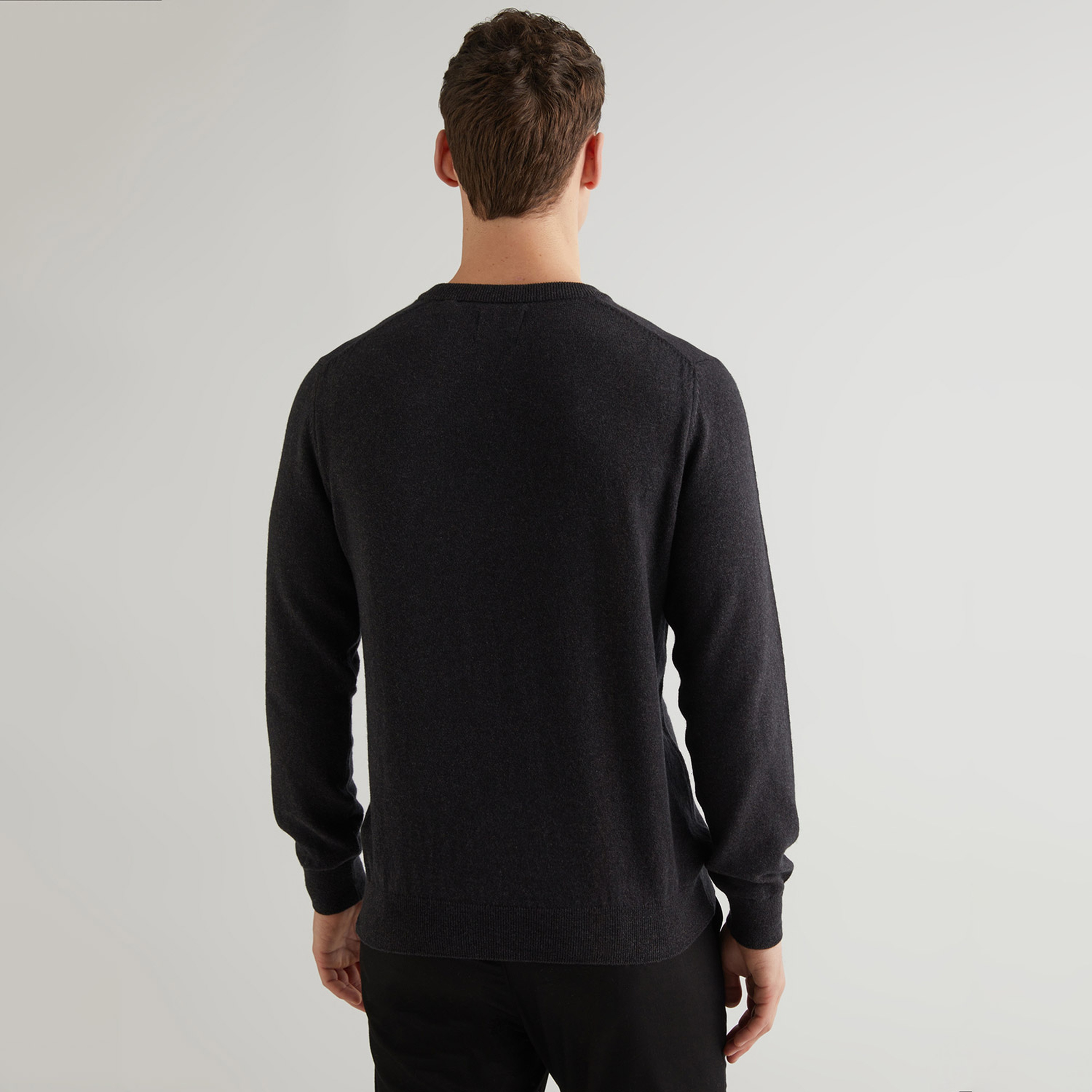 GANT Erkek Gri Regular Fit Bisiklet Yaka Logolu Kazak