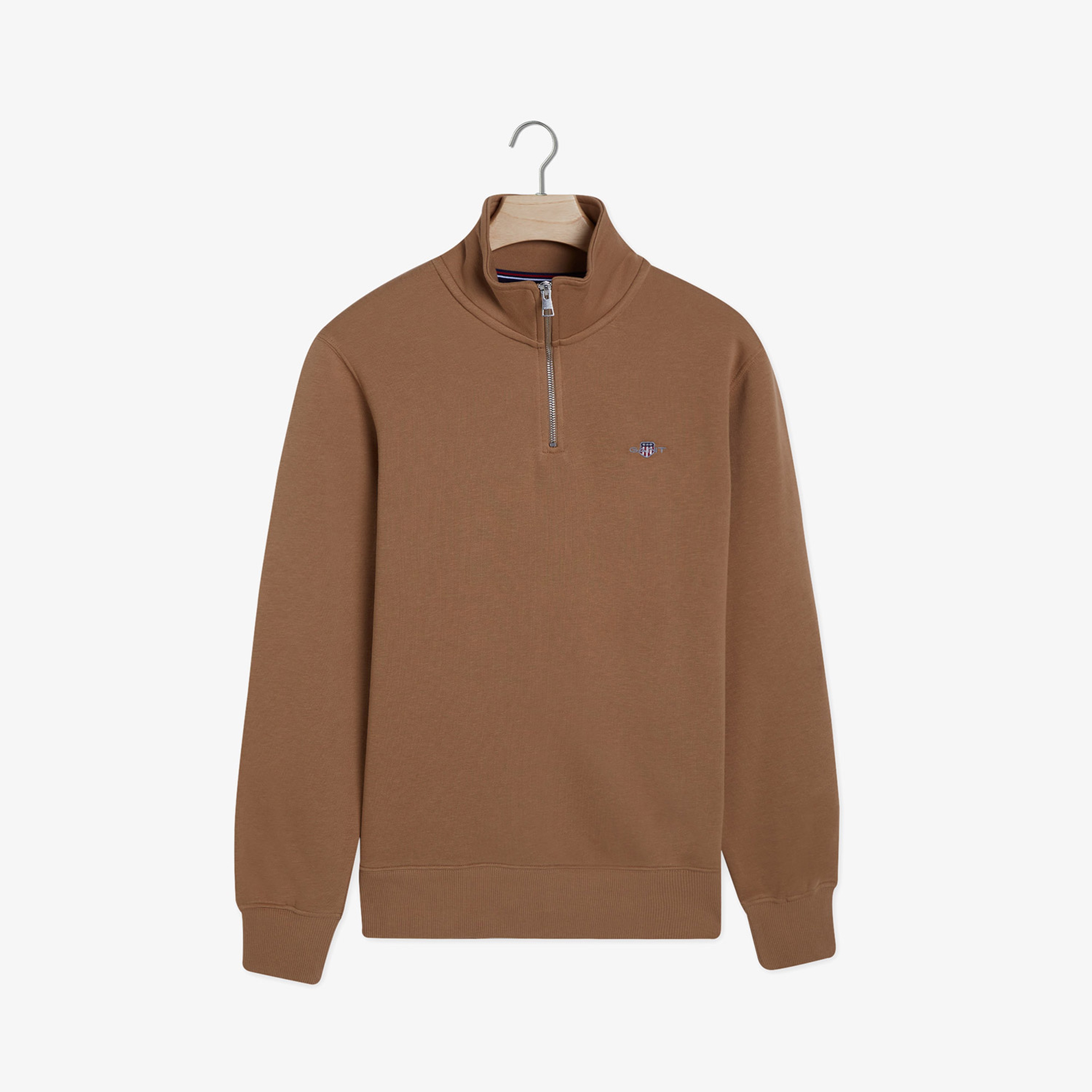 GANT Erkek Kahverengi Regular Fit Yarım Fermuarlı Sweatshirt