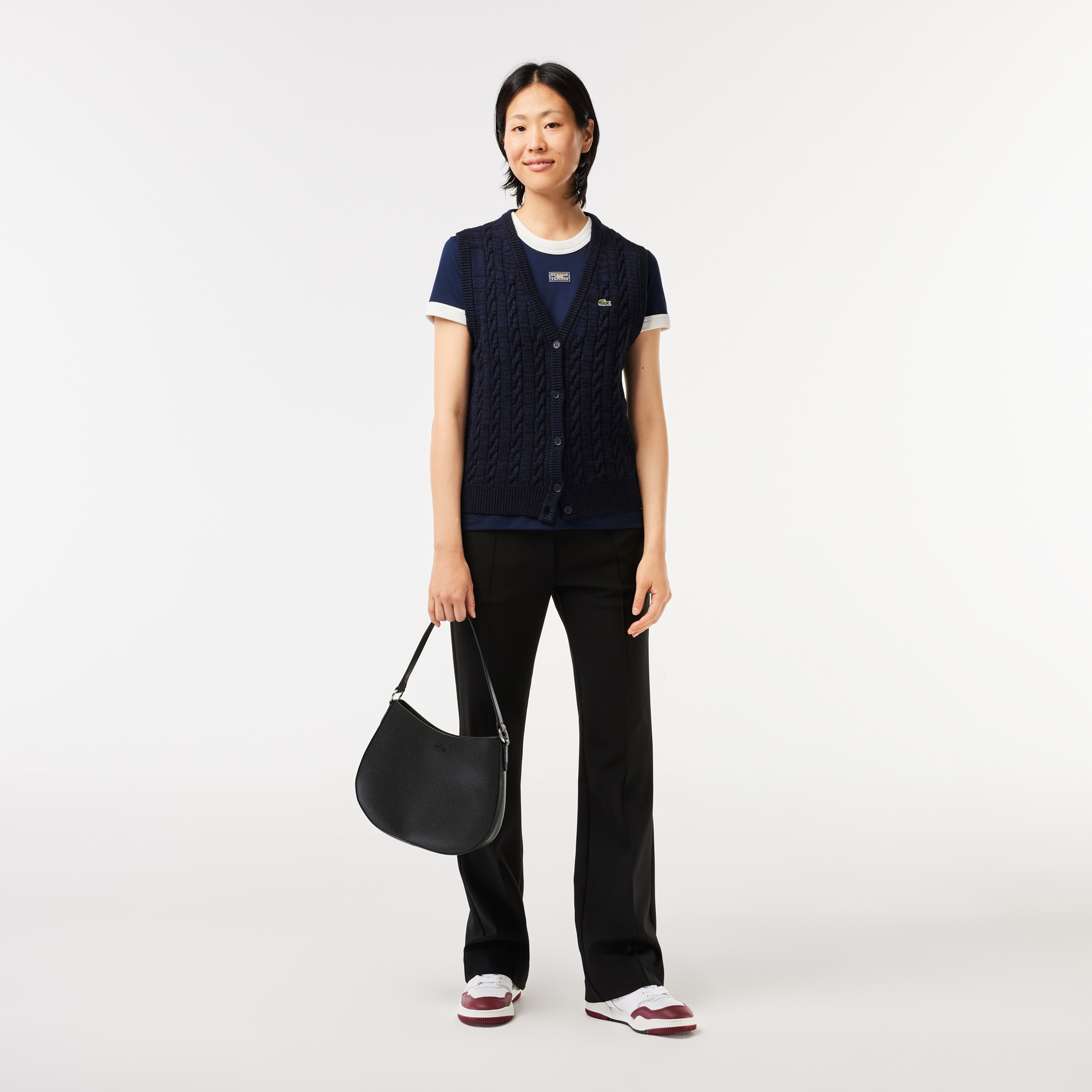 Kadın Slim Fit Bisiklet Yaka Lacivert T-Shirt