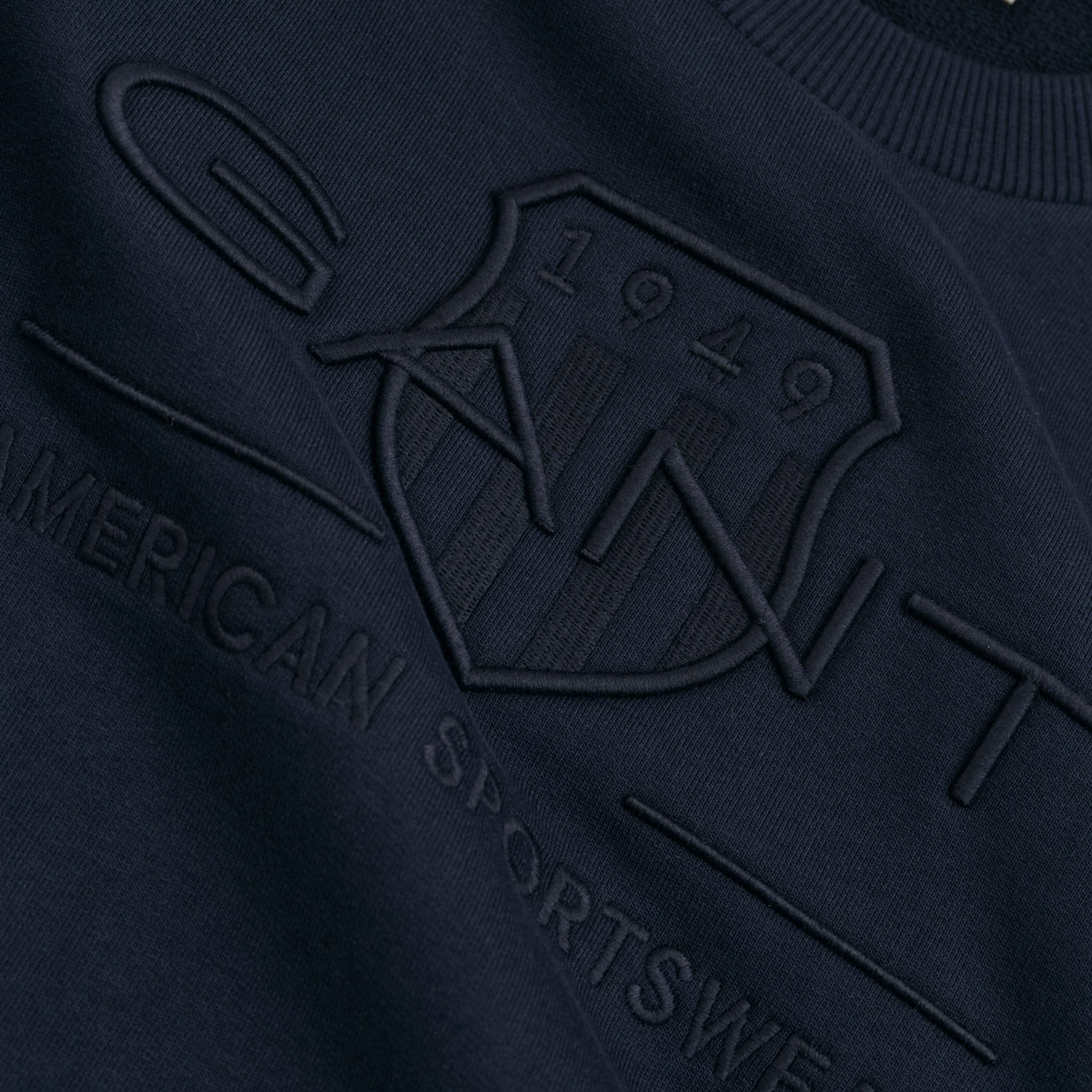 GANT Erkek Lacivert Regular Fit Bisiklet Yaka Logolu Sweatshirt