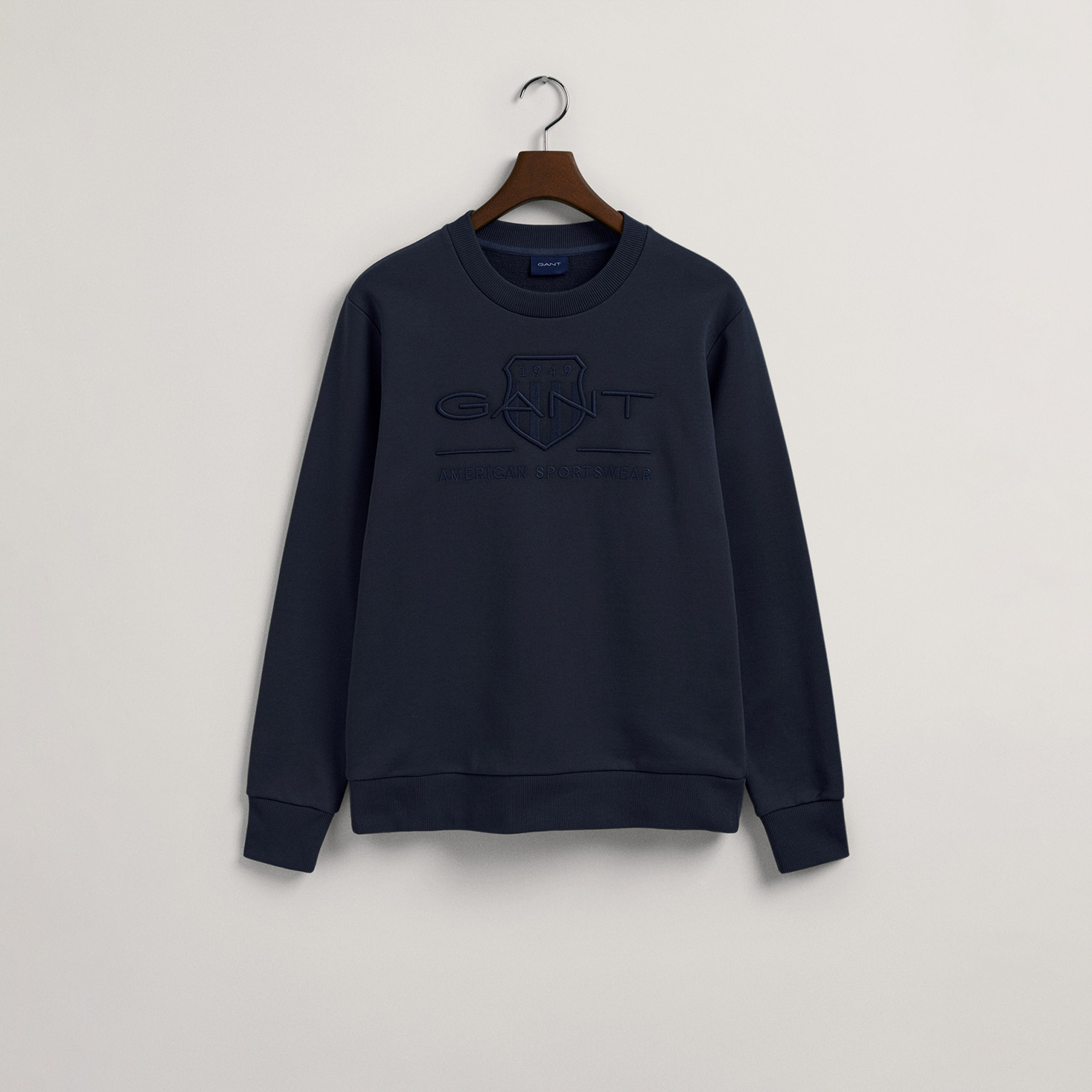 GANT Erkek Lacivert Regular Fit Bisiklet Yaka Logolu Sweatshirt