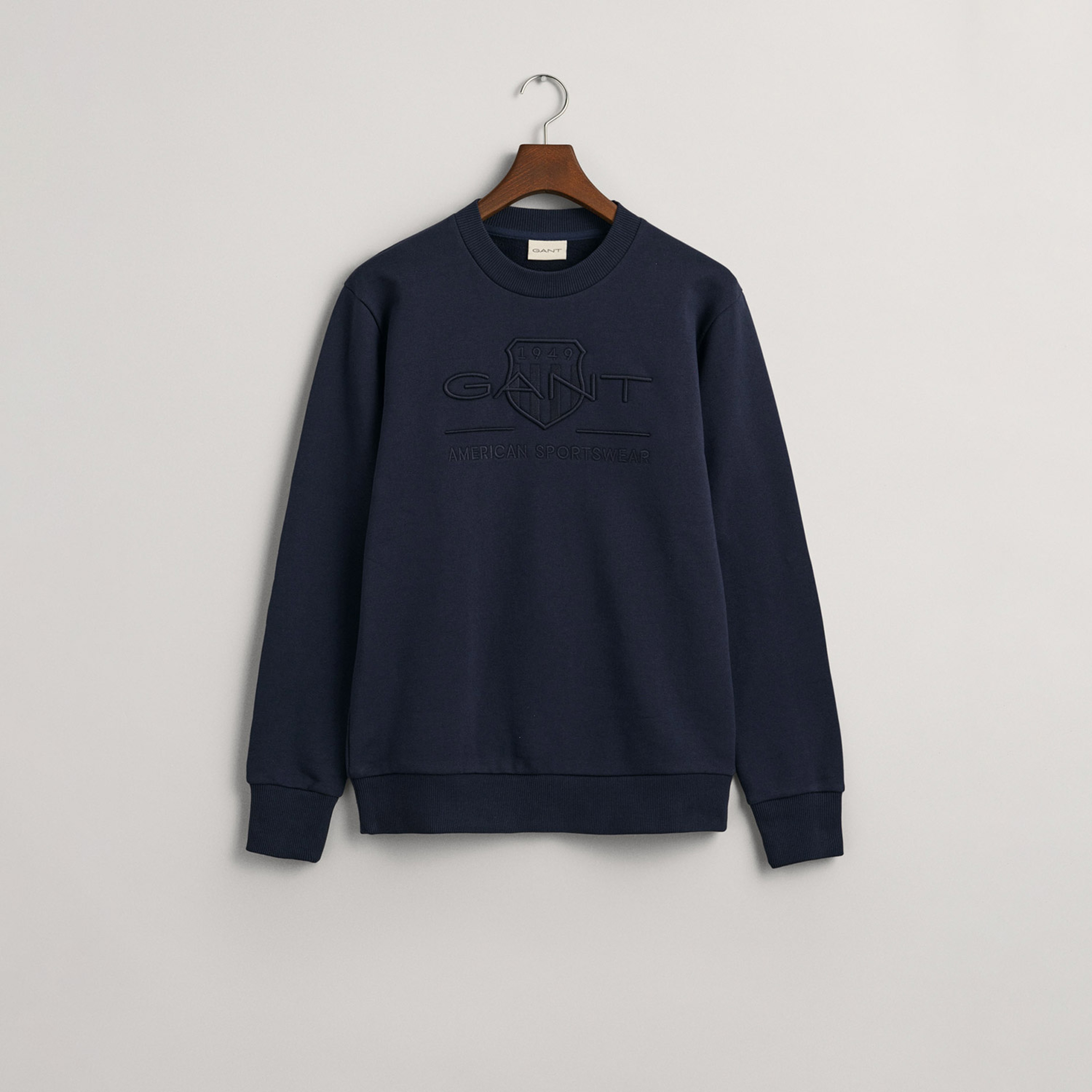 GANT Erkek Lacivert Regular Fit Bisiklet Yaka Logolu Sweatshirt