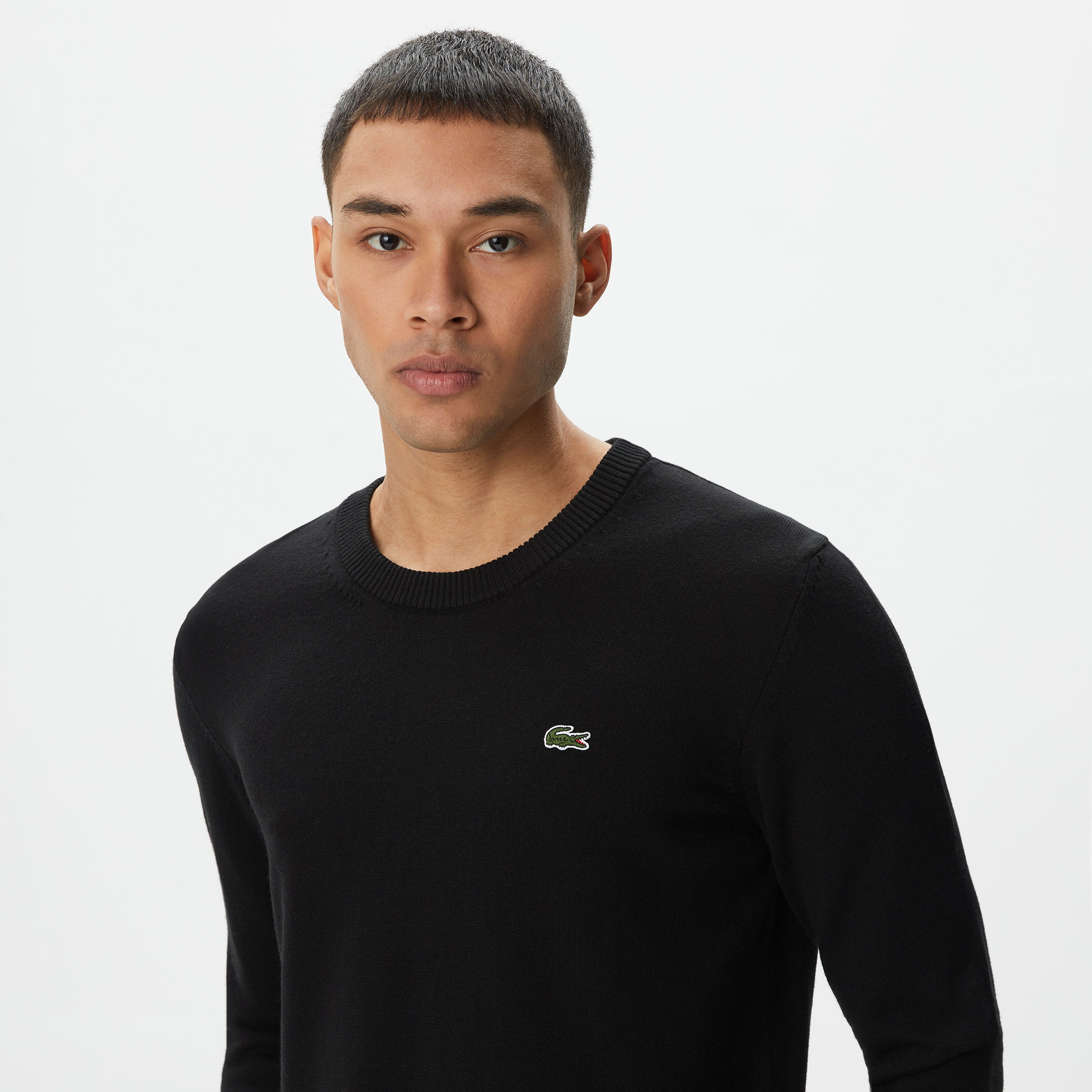 Lacoste Erkek Regular Fit Bisiklet Yaka Siyah Triko