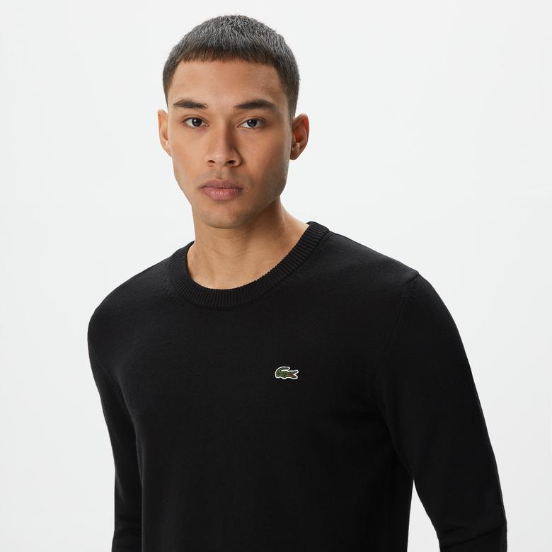 Lacoste Erkek Regular Fit Bisiklet Yaka Siyah Triko