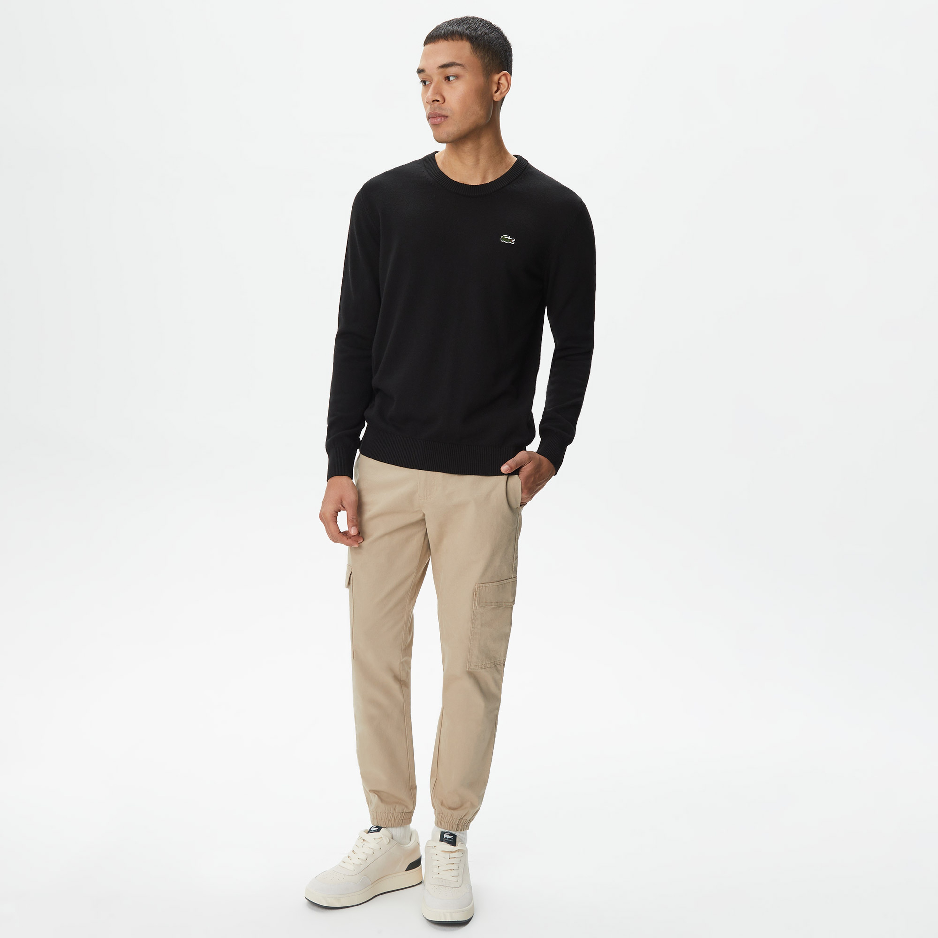 Lacoste Erkek Regular Fit Bisiklet Yaka Siyah Triko