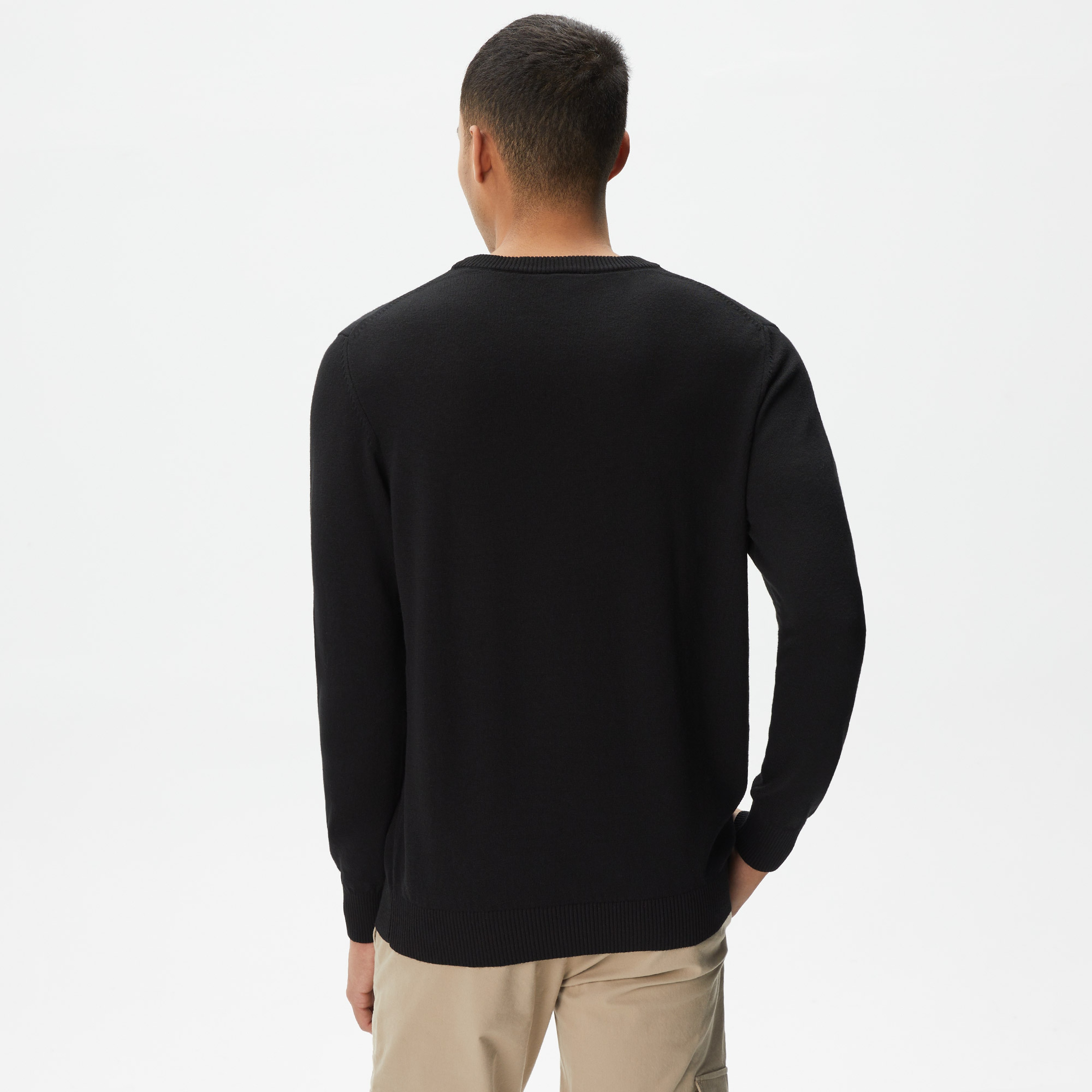 Lacoste Erkek Regular Fit Bisiklet Yaka Siyah Triko