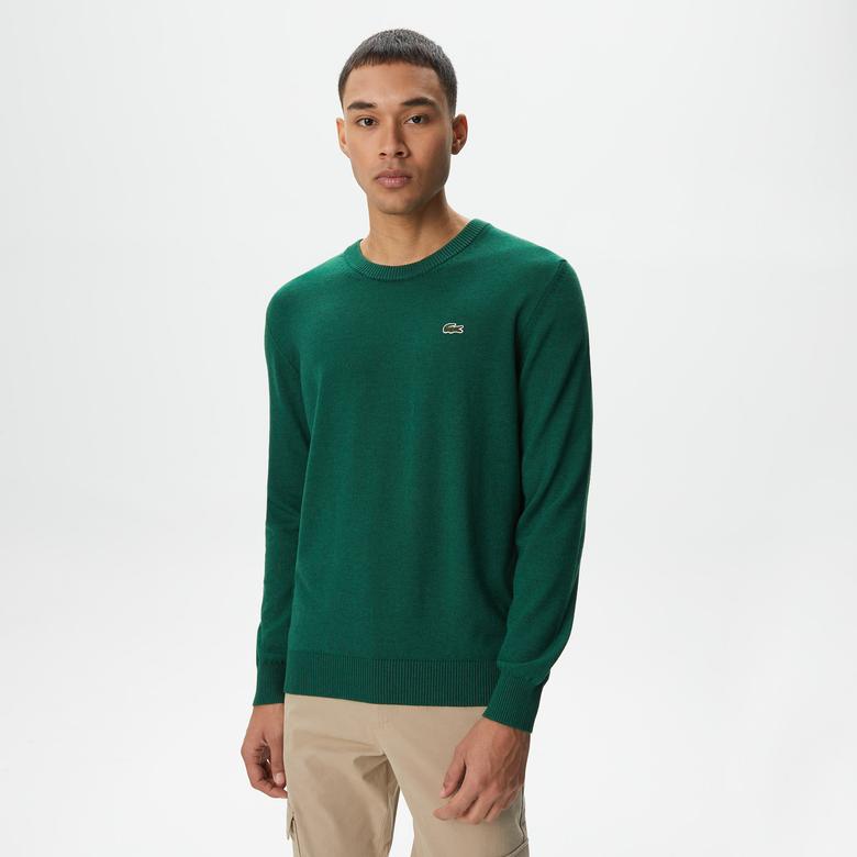 Lacoste Erkek Regular Fit Bisiklet Yaka Yeşil Triko