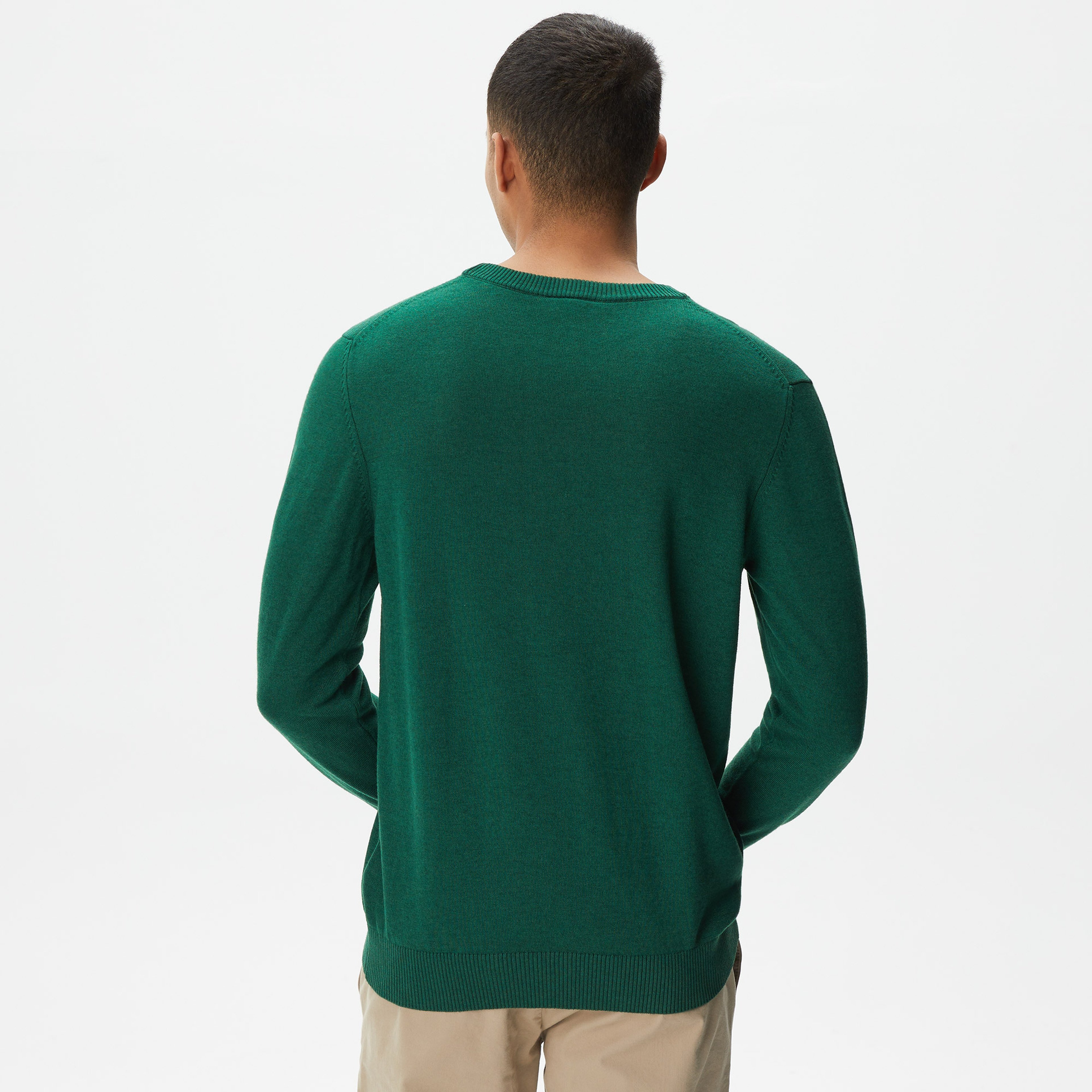 Lacoste Erkek Regular Fit Bisiklet Yaka Yeşil Triko