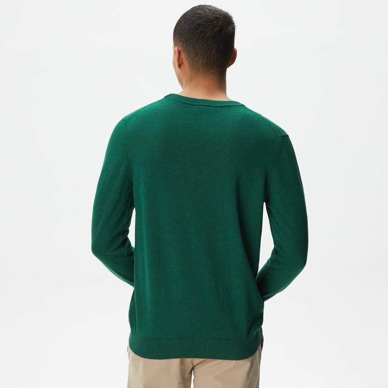 Lacoste Erkek Regular Fit Bisiklet Yaka Yeşil Triko