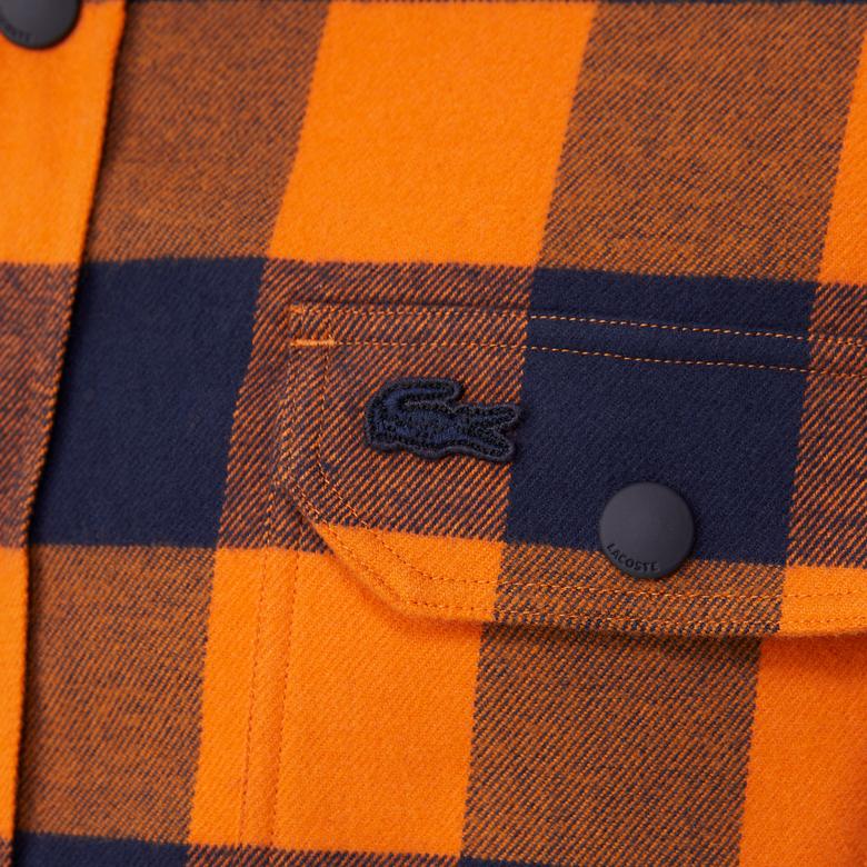 Erkek Slim Fit Ekose Lacivert Gömlek