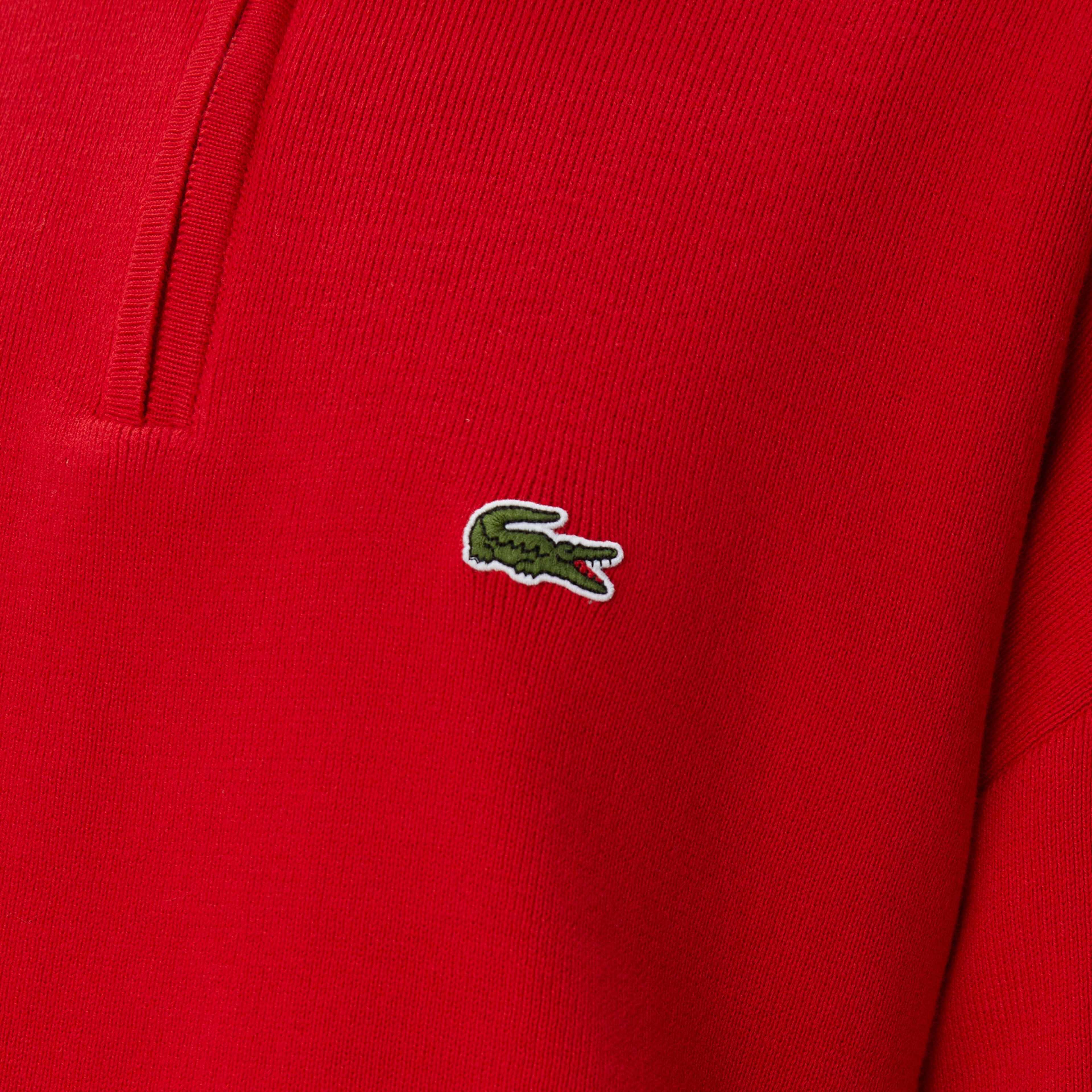 Kadın Relaxed Fit Yarım Fermuarlı Kırmızı Triko