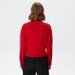 Kadın Relaxed Fit Yarım Fermuarlı Kırmızı Triko