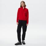 Kadın Relaxed Fit Yarım Fermuarlı Kırmızı Triko