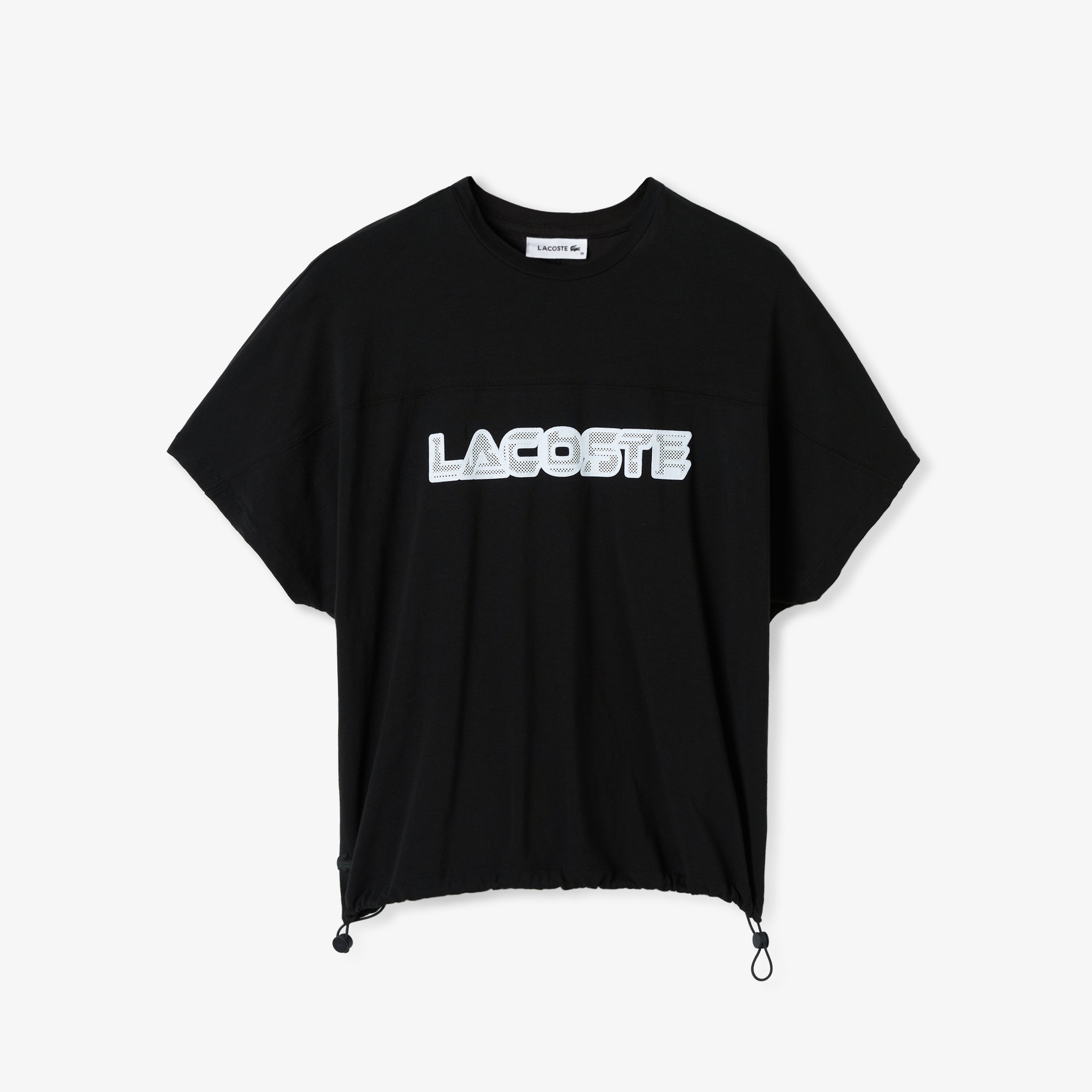 Kadın Loose Fit Bisiklet Yaka Baskılı Siyah T-Shirt